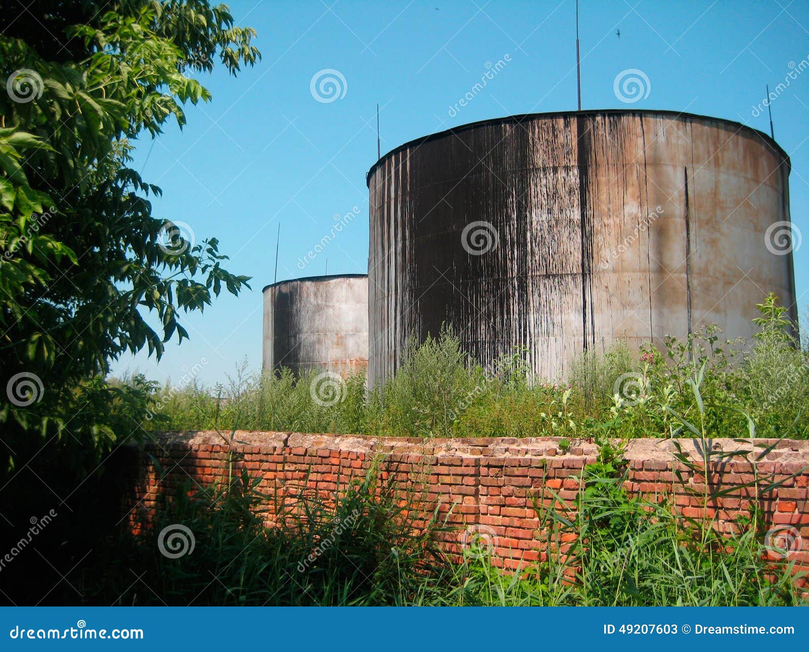Tank stock image. Image of fence, fuel, brick, tank, industry 49207603