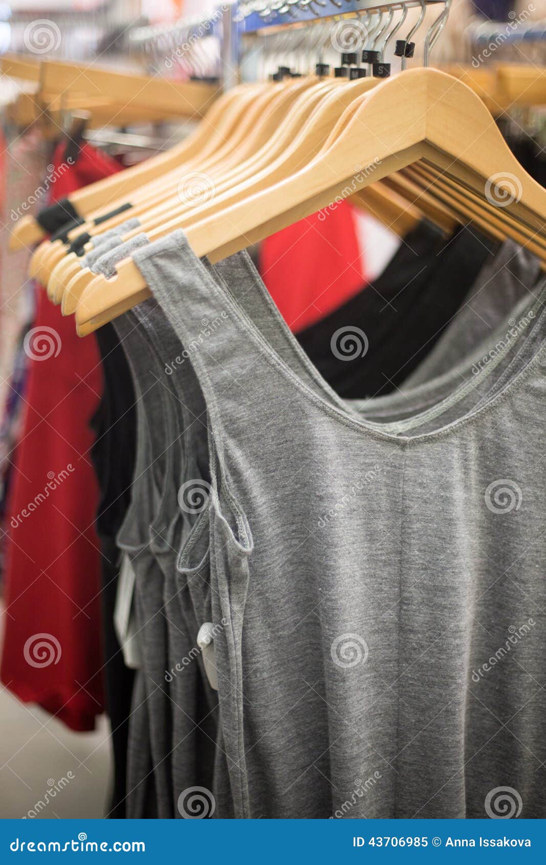Tank tops in the store stock image. Image of object, mall 43706985