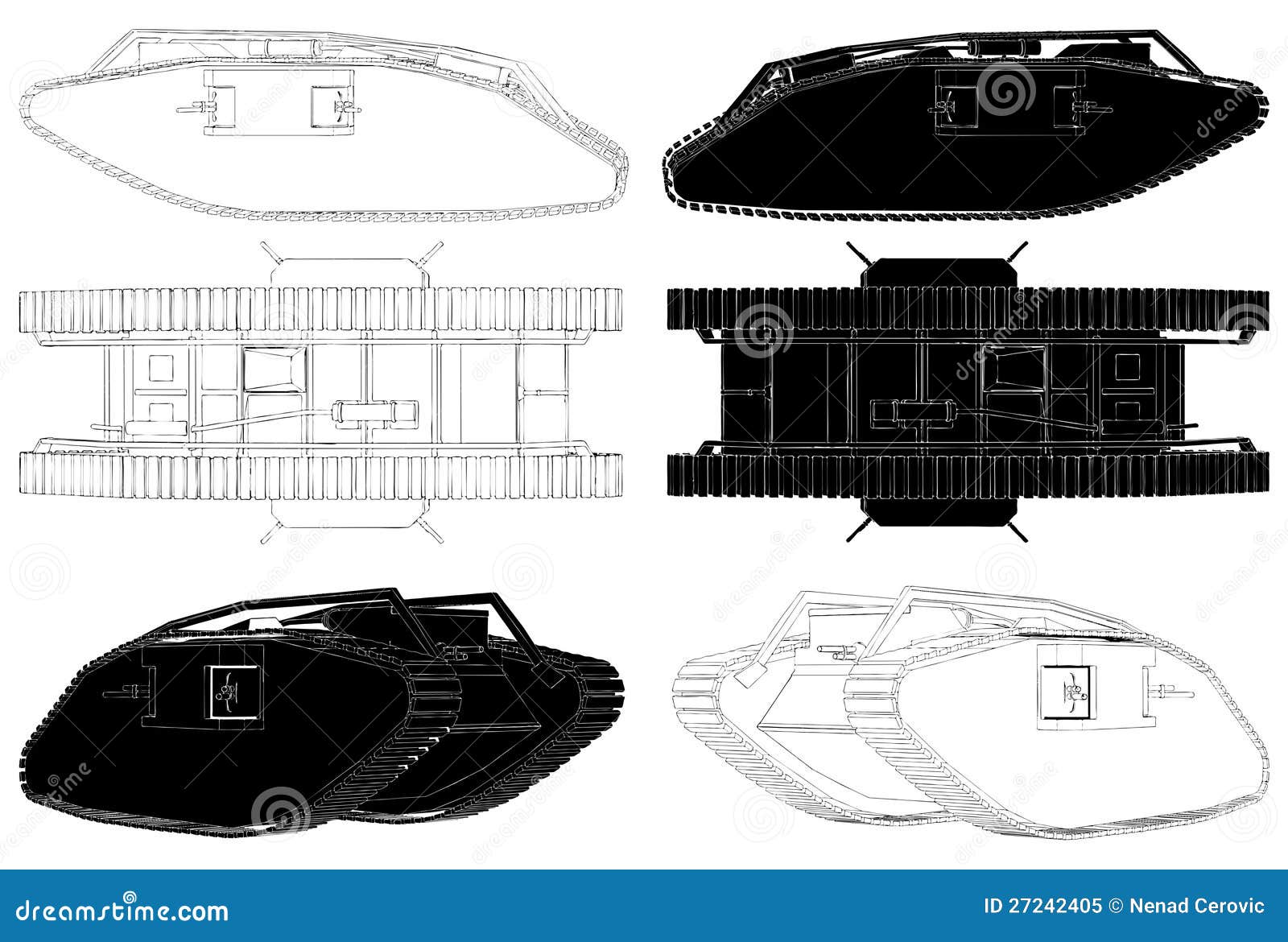 Tank From World War I Vector 04 Royalty Free Stock Photo Image 27242405
