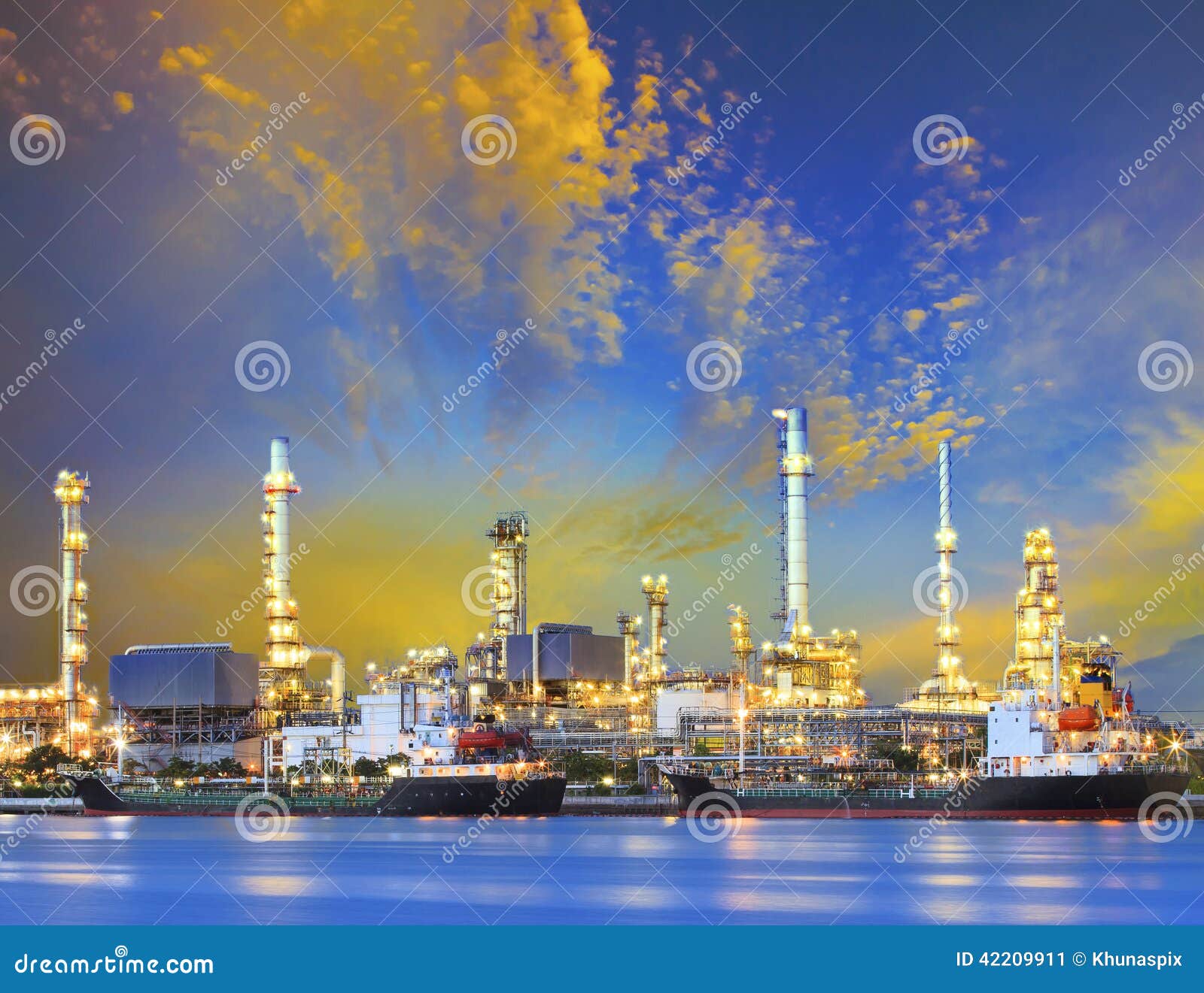 Tanker Ship And Petrochemical Oil Refinery Industry Plant With B Stock ...