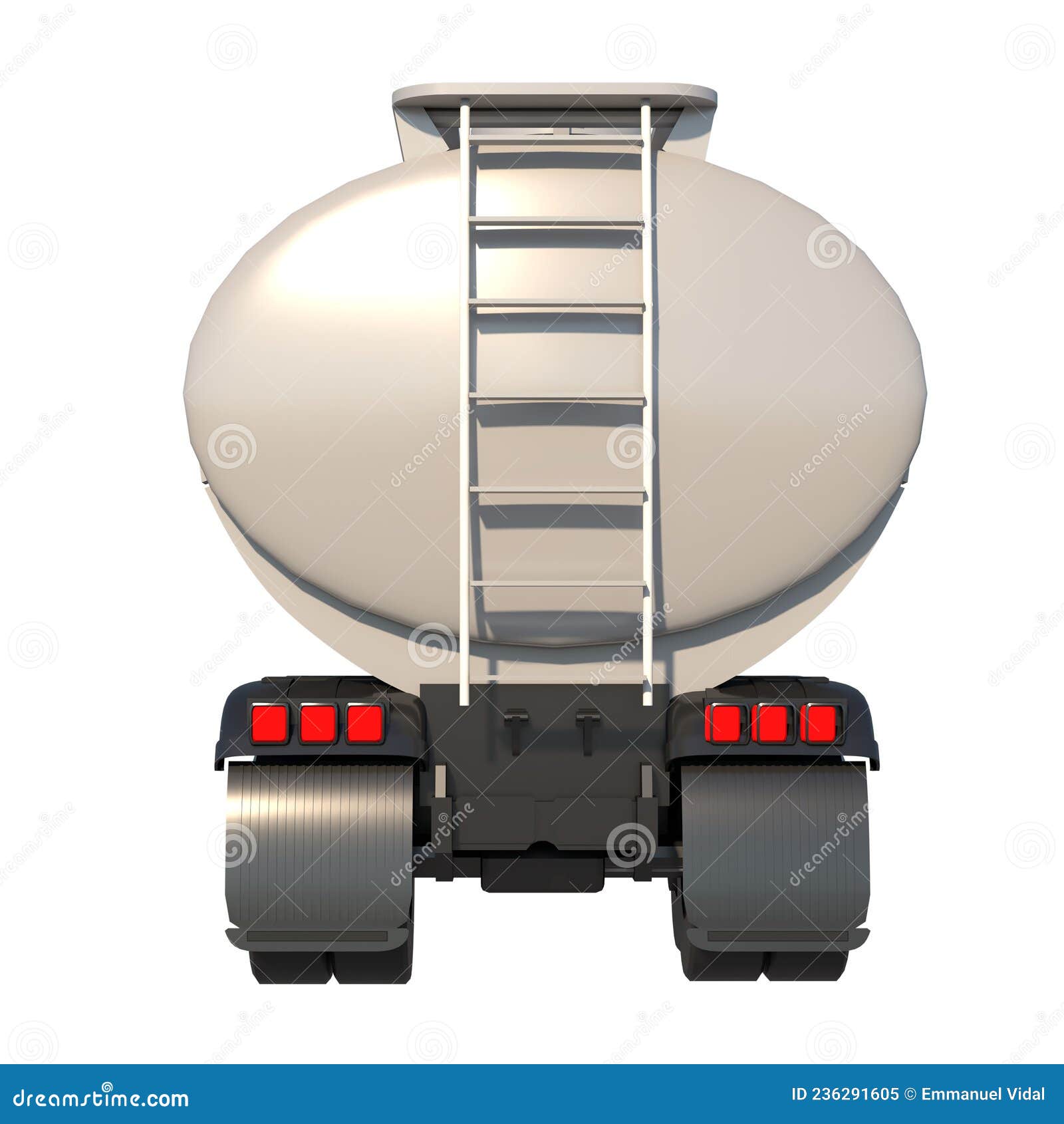 tanker truck 2- back view white background 3d rendering ilustracion 3d