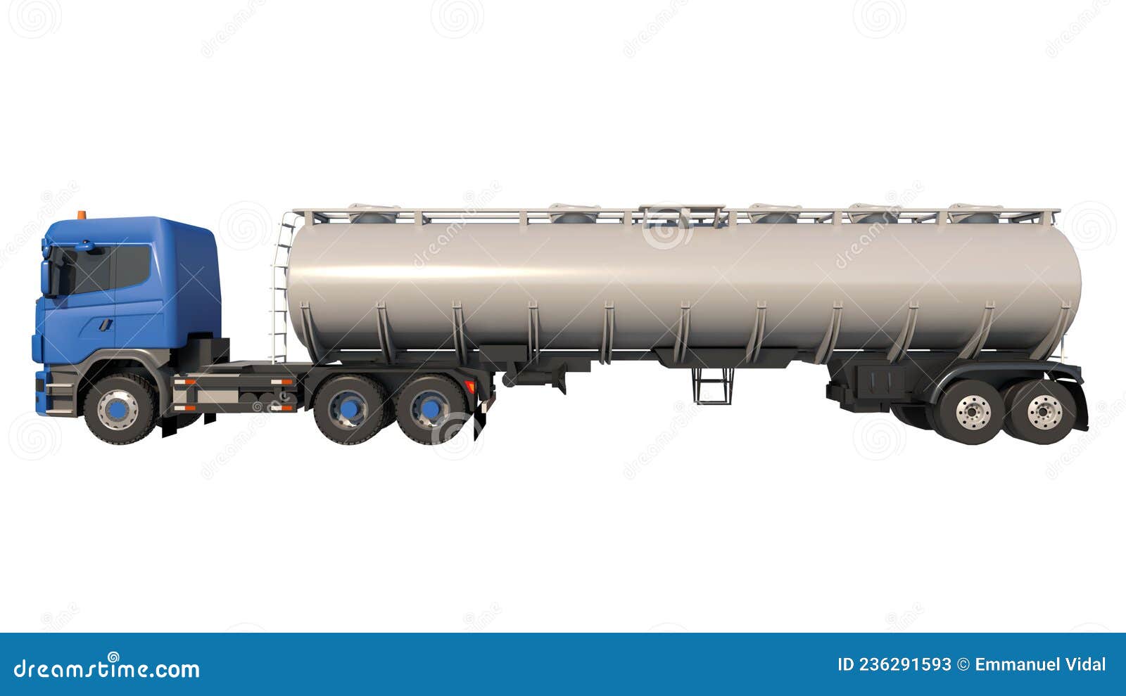 tanker truck 2- lateral view white background 3d rendering ilustracion 3d