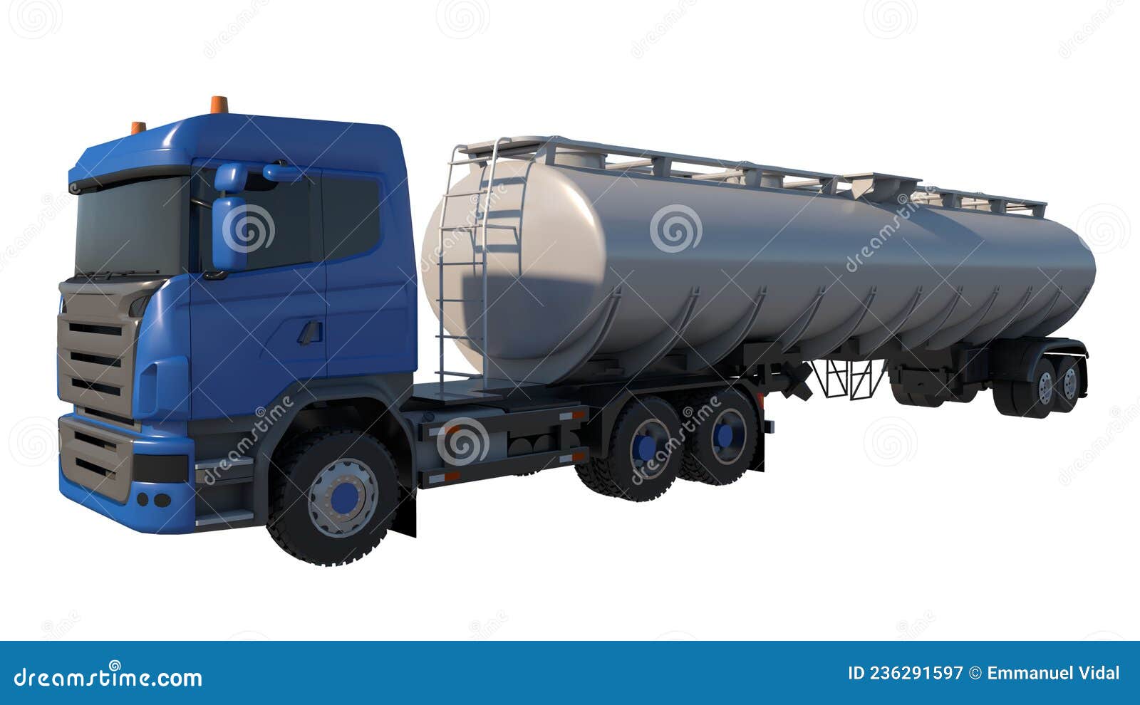tanker truck 2- perspective f view white background 3d rendering ilustracion 3d