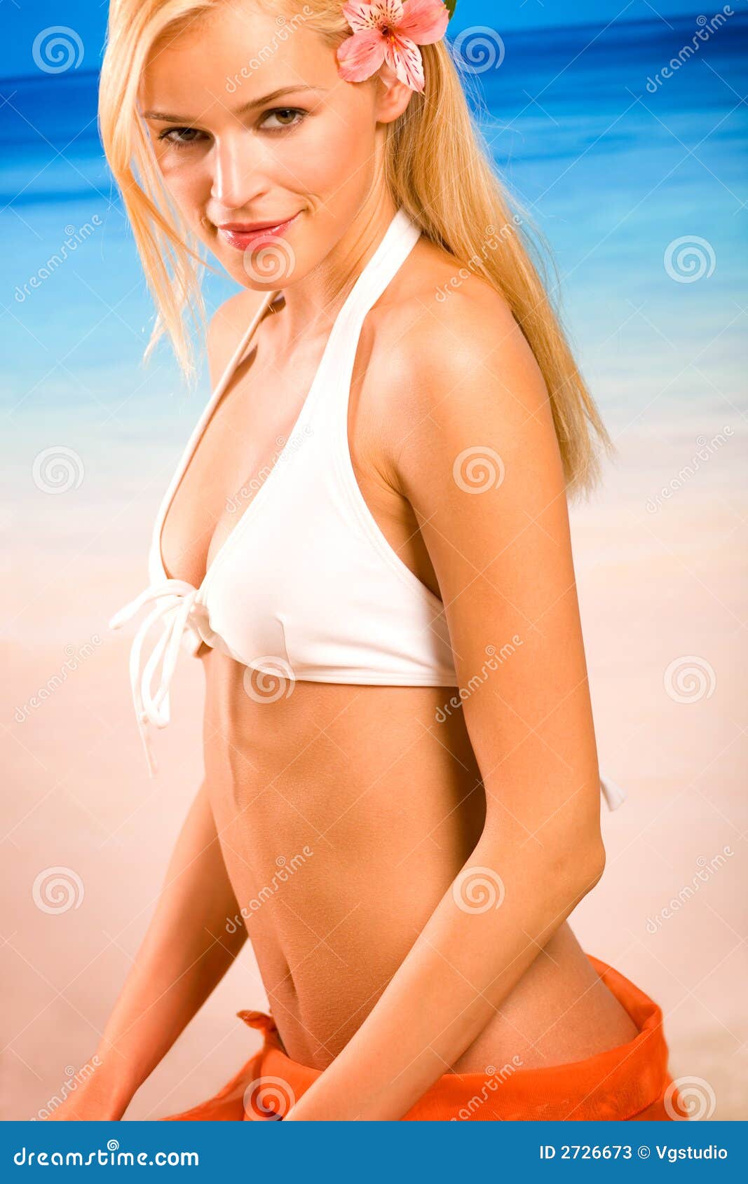 Tanned Blond Woman In Bikini S