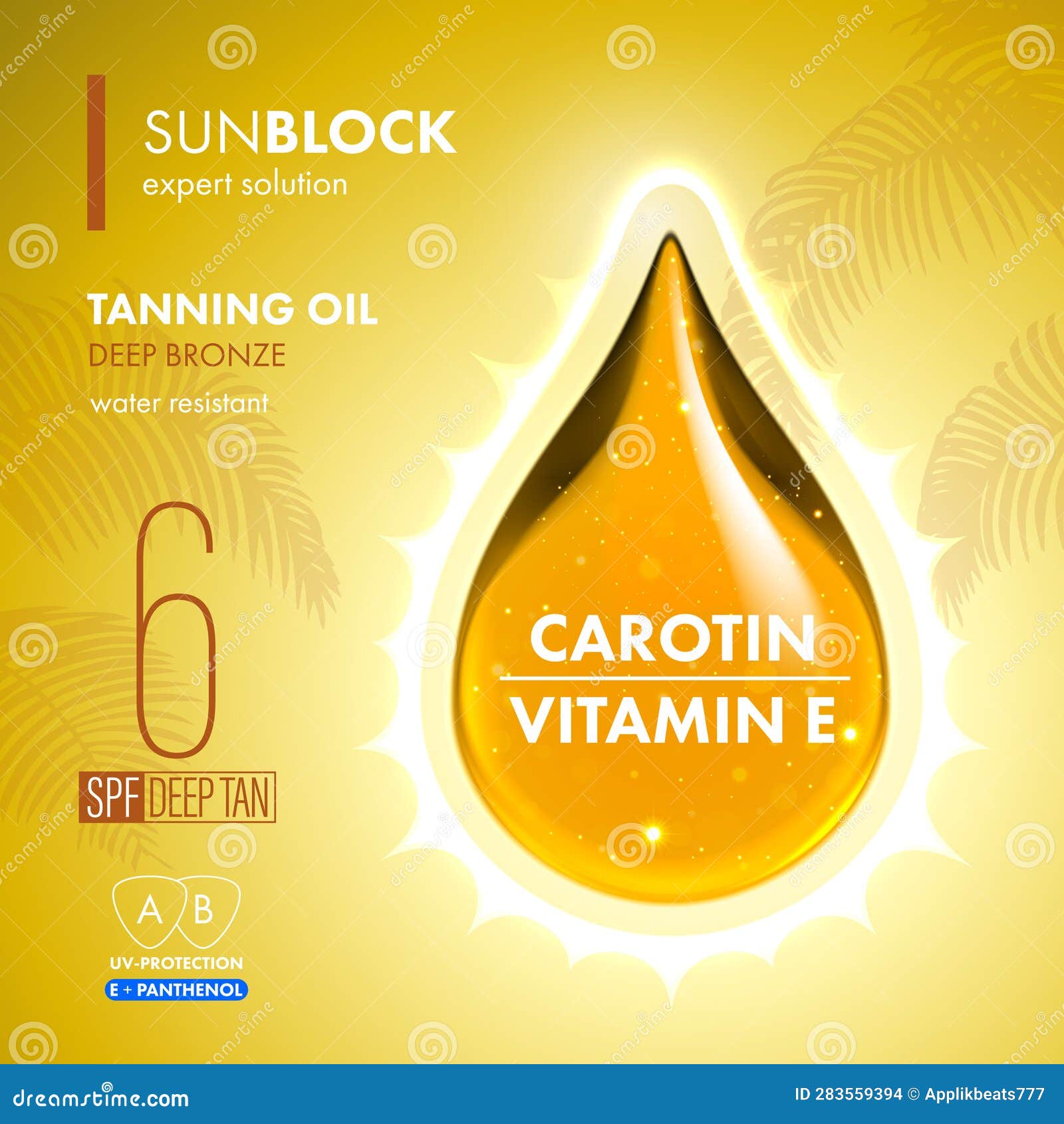 tanning oil droplet with uv protection