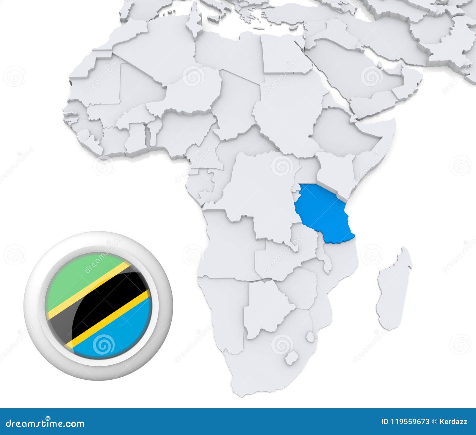 Tansania Auf Afrika Karte Stock Abbildung Illustration Von Hintergrund