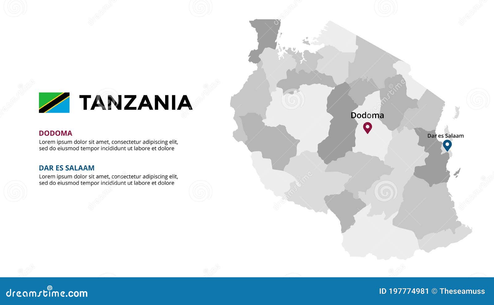 tanzania  map infographic template. slide presentation. global business marketing concept. color country. world