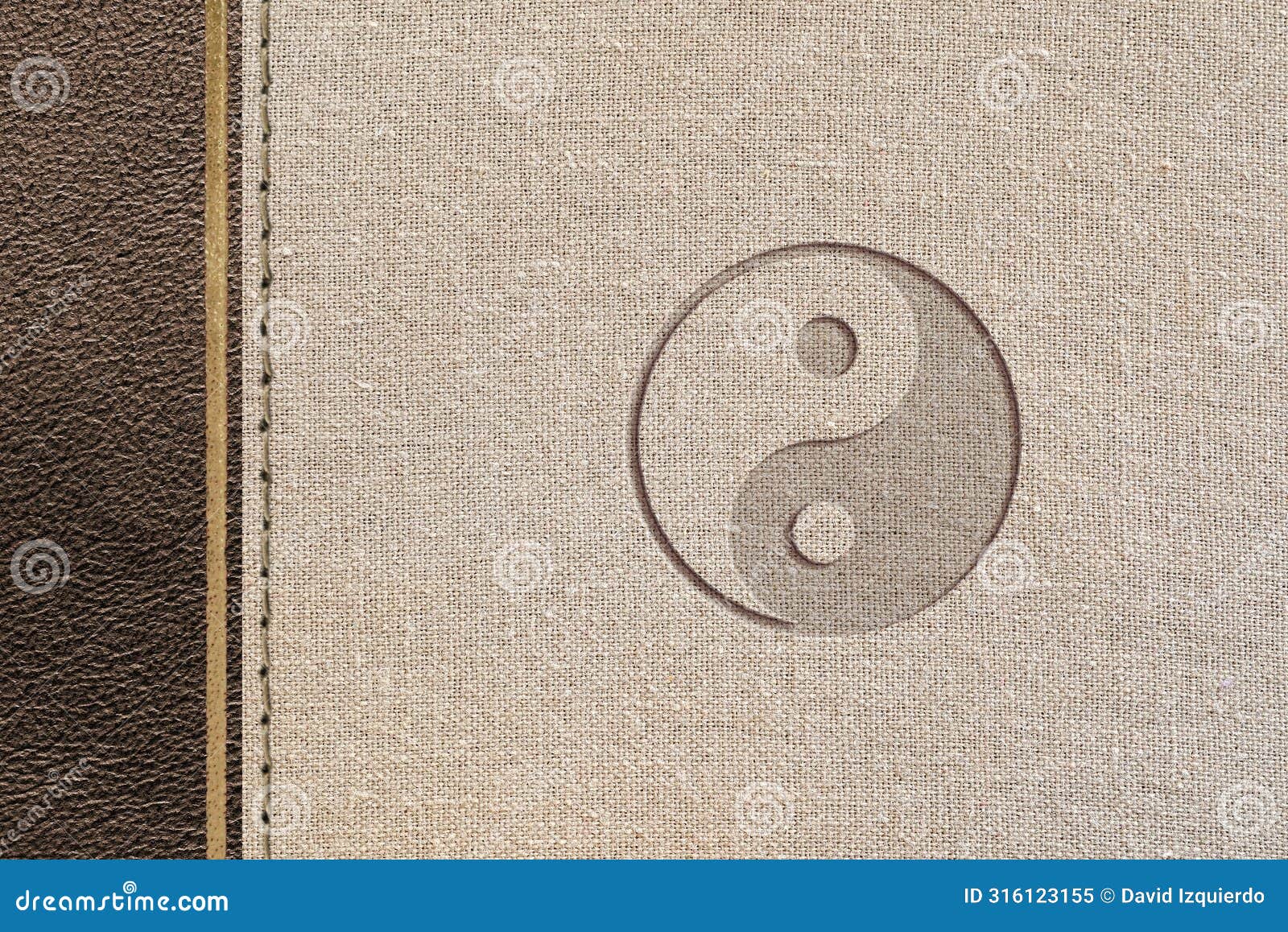taoist philosophy  with leather and fabric with yin-yang engraved