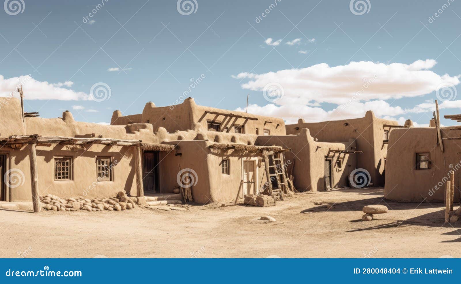 Taos Pueblo New Mexico Made with Generative AI Tools Stock Photo