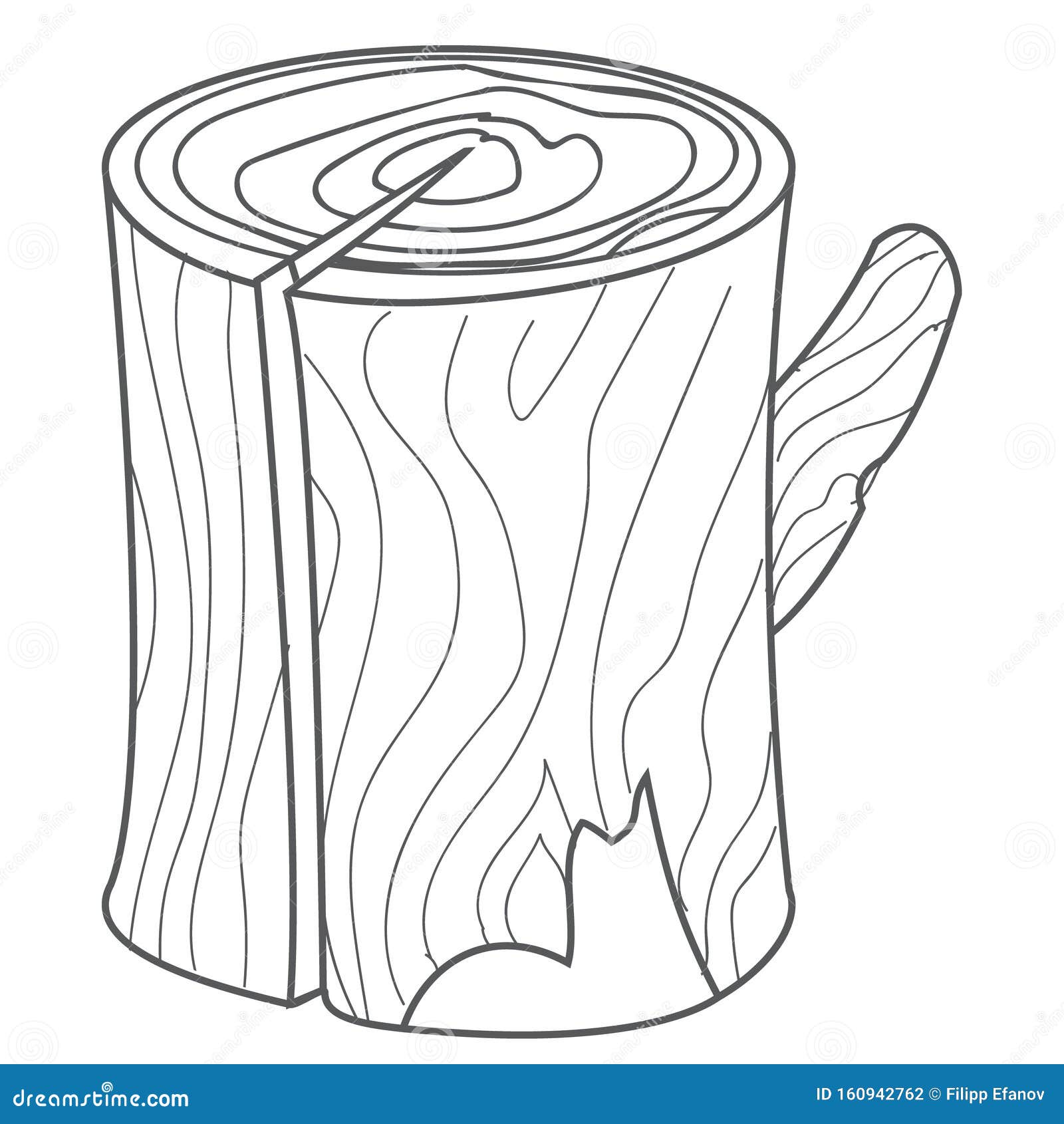 Tapón De Madera, Inicio De Sesión De Madera En Dibujo De Esquema De Estilo  De Dibujos Animados Stock de ilustración - Ilustración de cubo, contorno:  160942762