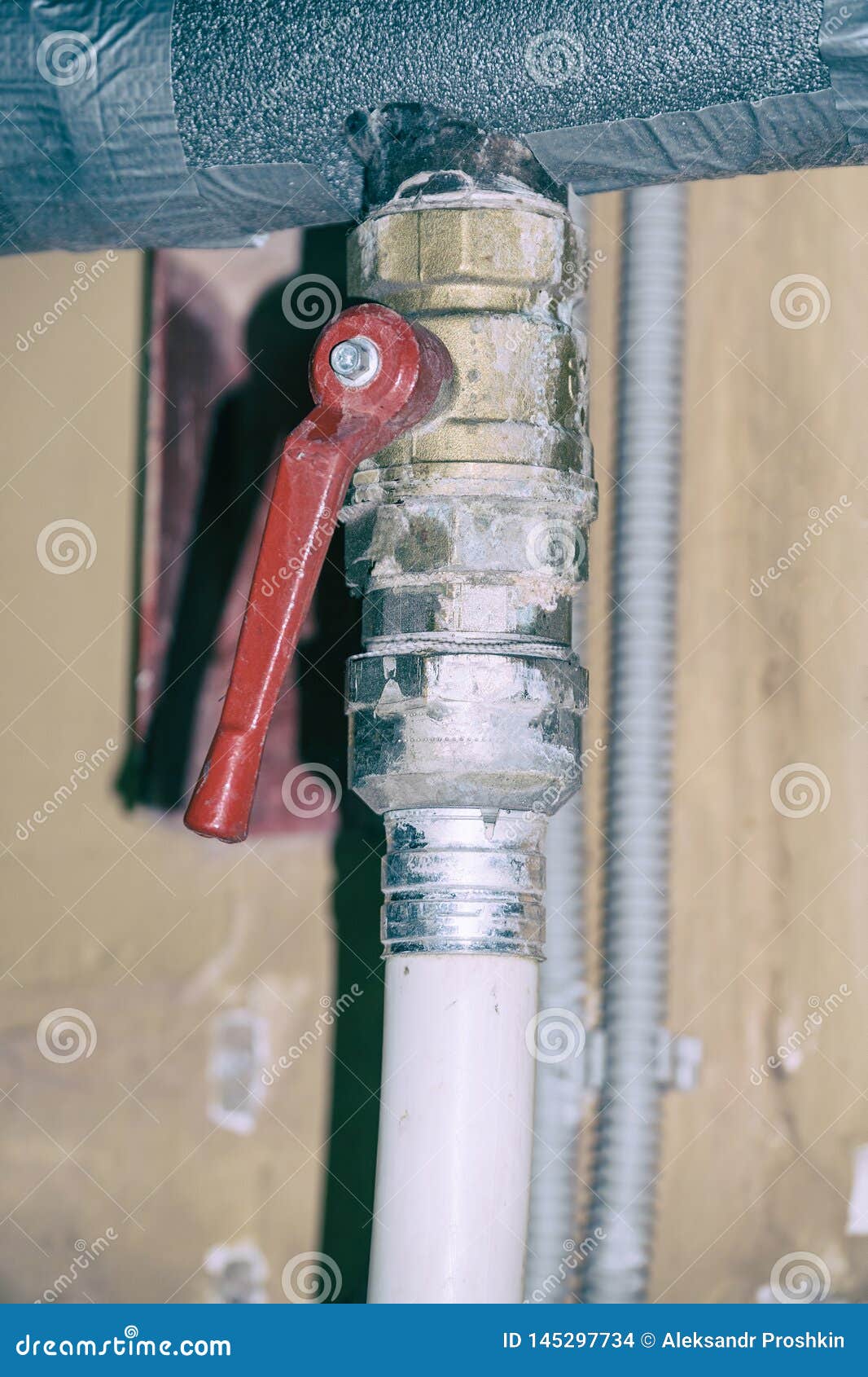 Tap on the plastic pipe stock photo. Image of equipment 145297734