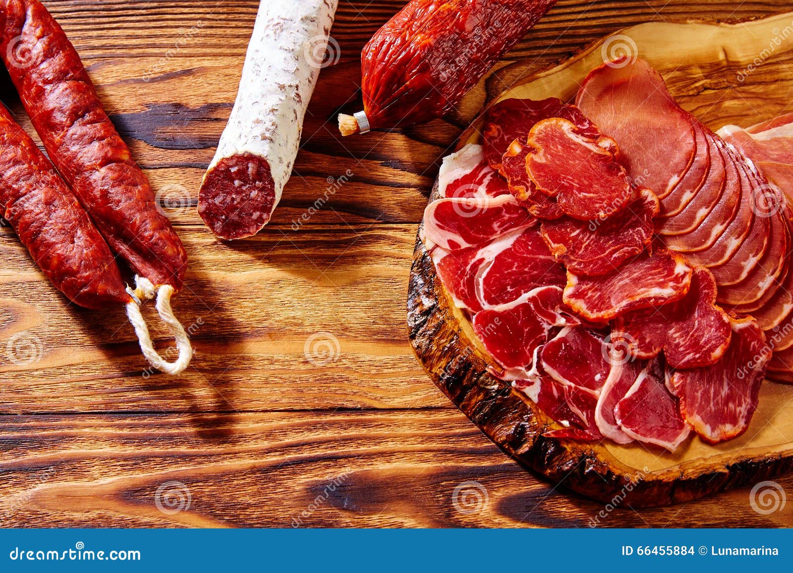 tapas iberico ham and lomo sausage spain