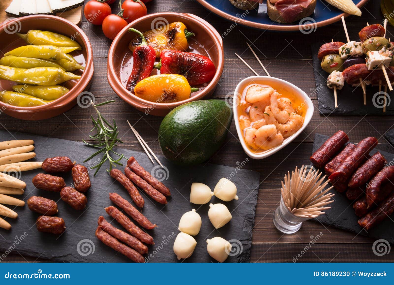 Tapas Spanish Starters on Table Stock Photo Image of selection