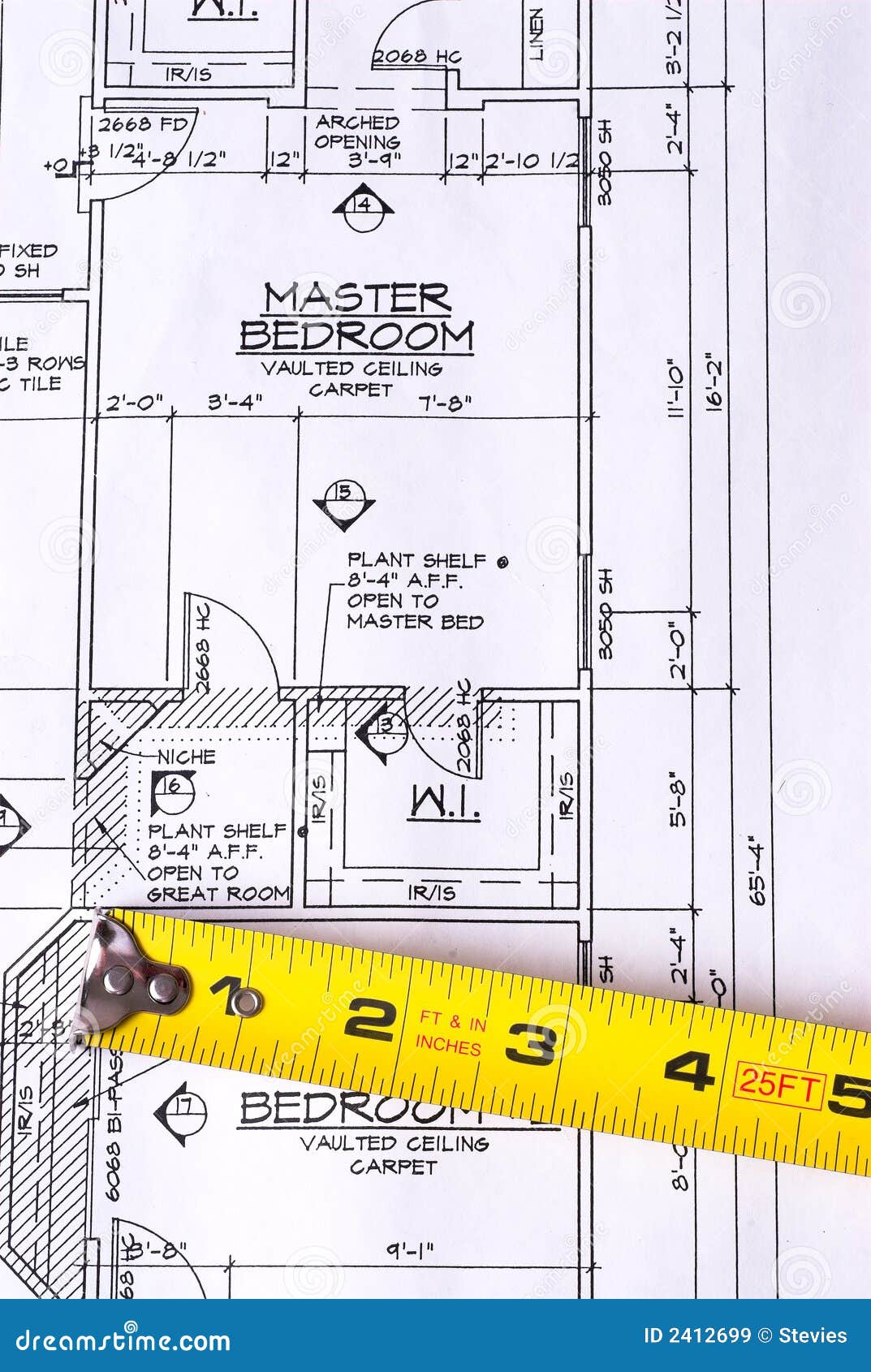 Tape Measure on Blueprints stock image Image of measure 