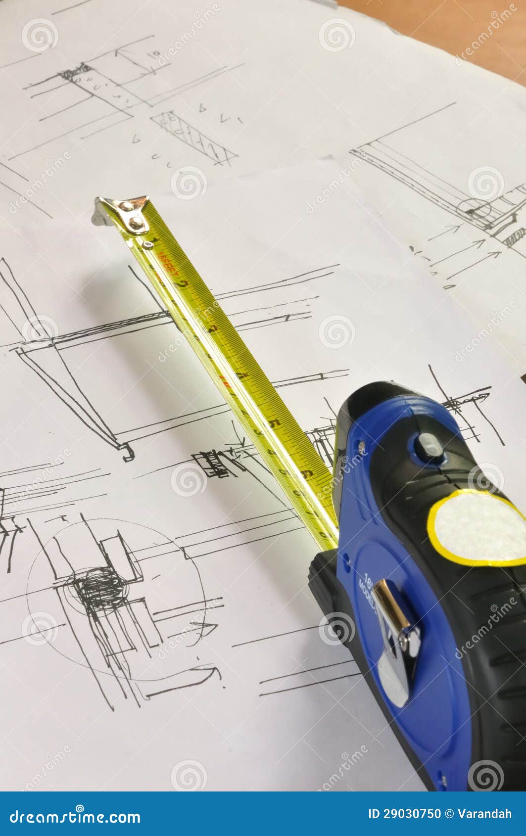 Tape Measure and Construction Plan Stock Photo Image of construction