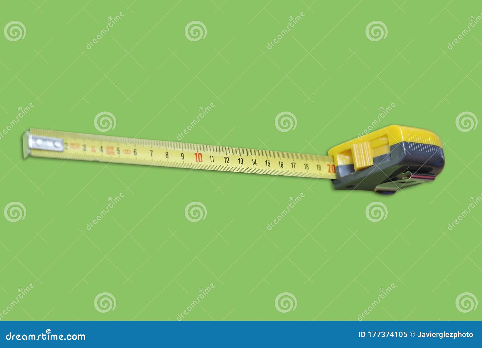 Tape Measure on Green Background Stock Image Image of open, green