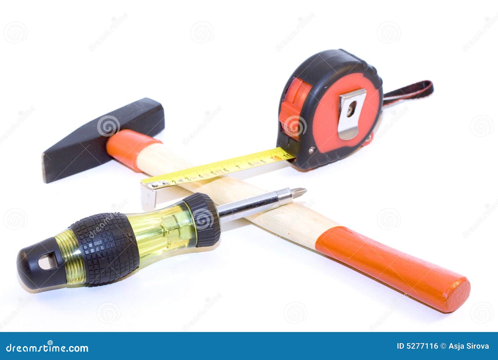 Tapemeasure, Hammer, Screwdriver Stock Photo Image of house, flat