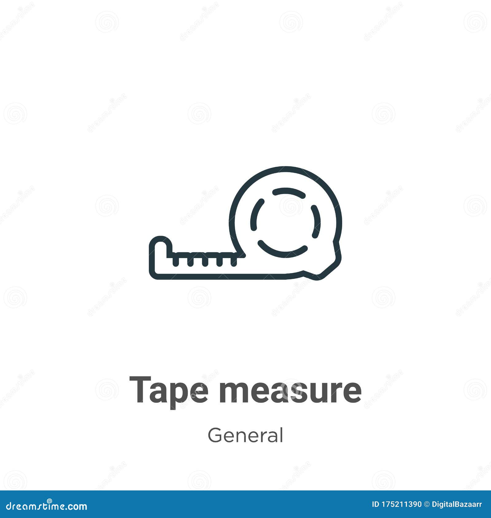 Tape Measure Outline Vector Icon. Thin Line Black Tape Measure Icon