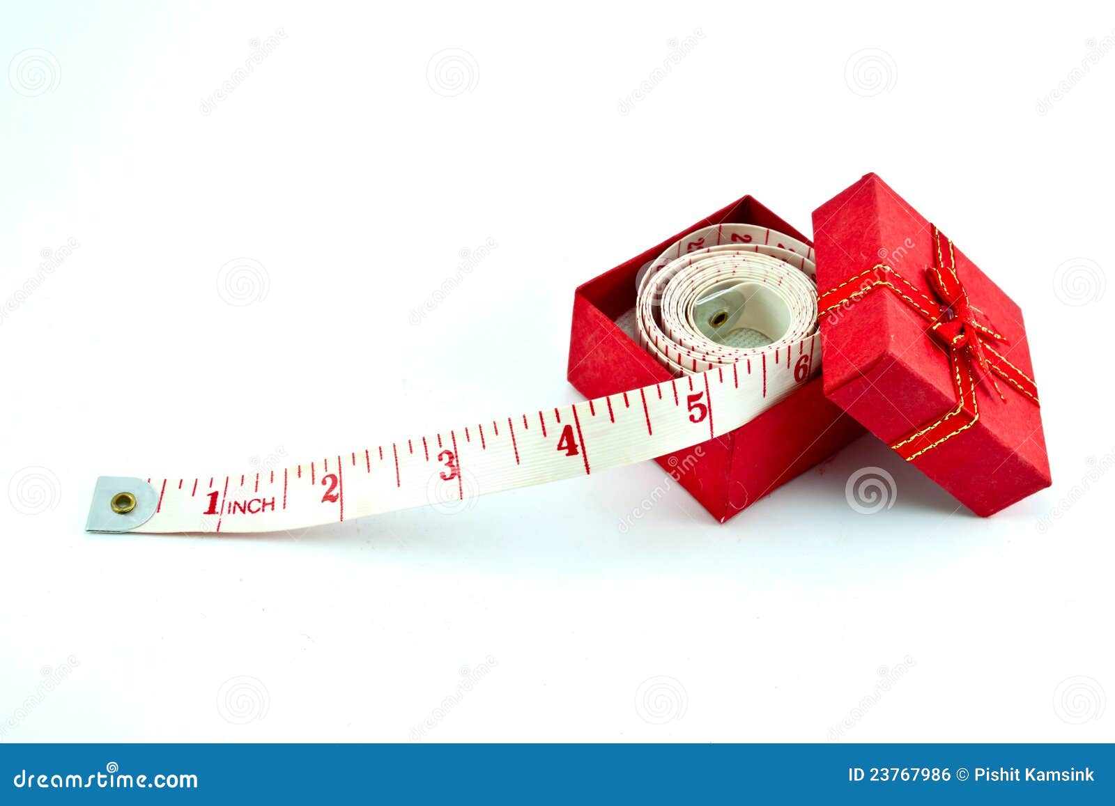 Tape Measure in a Red Gift Box Stock Photo Image of long, christmas