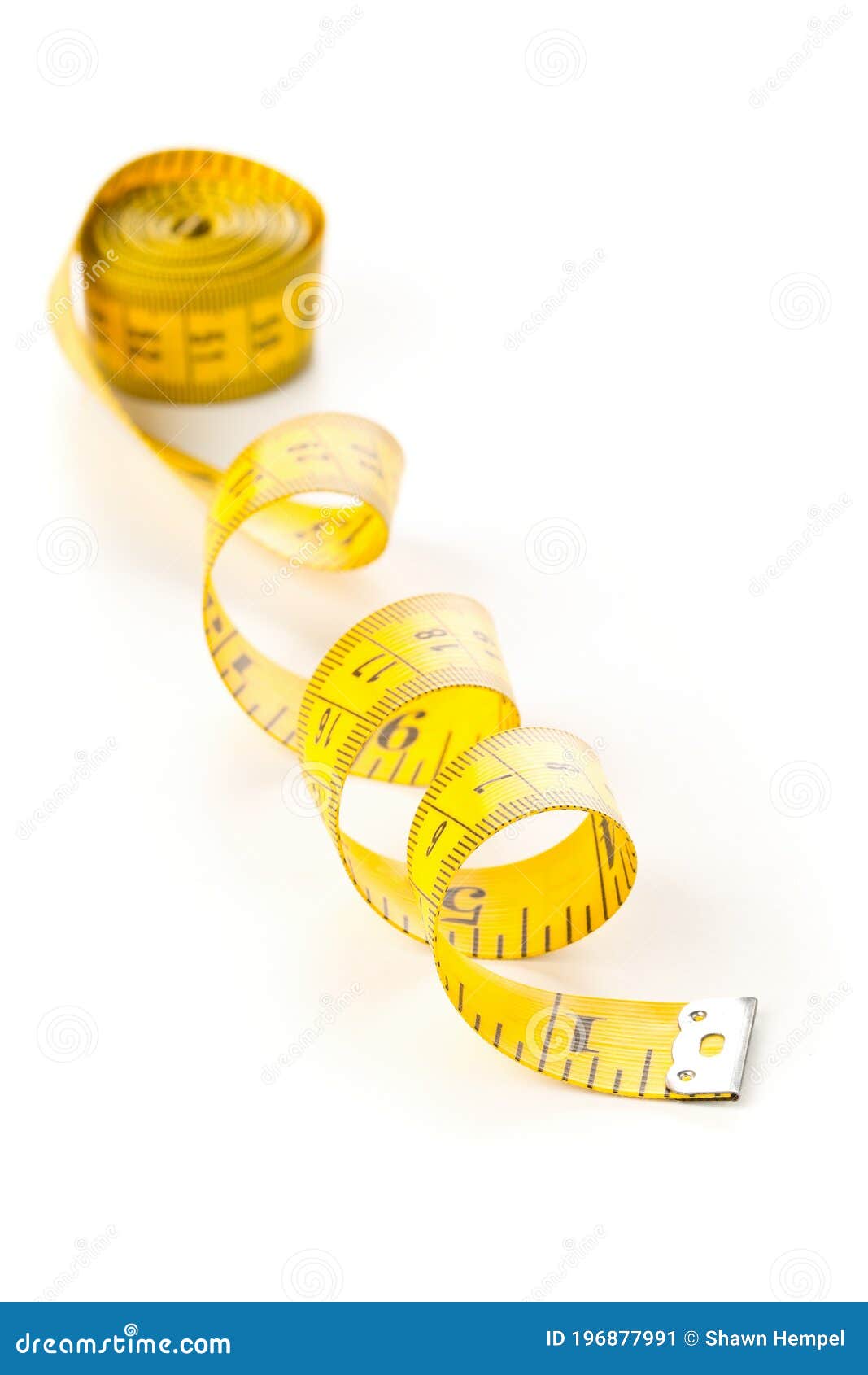 Tape Measure Sewing Tool Over White Background Stock Image Image of scale, work 196877991
