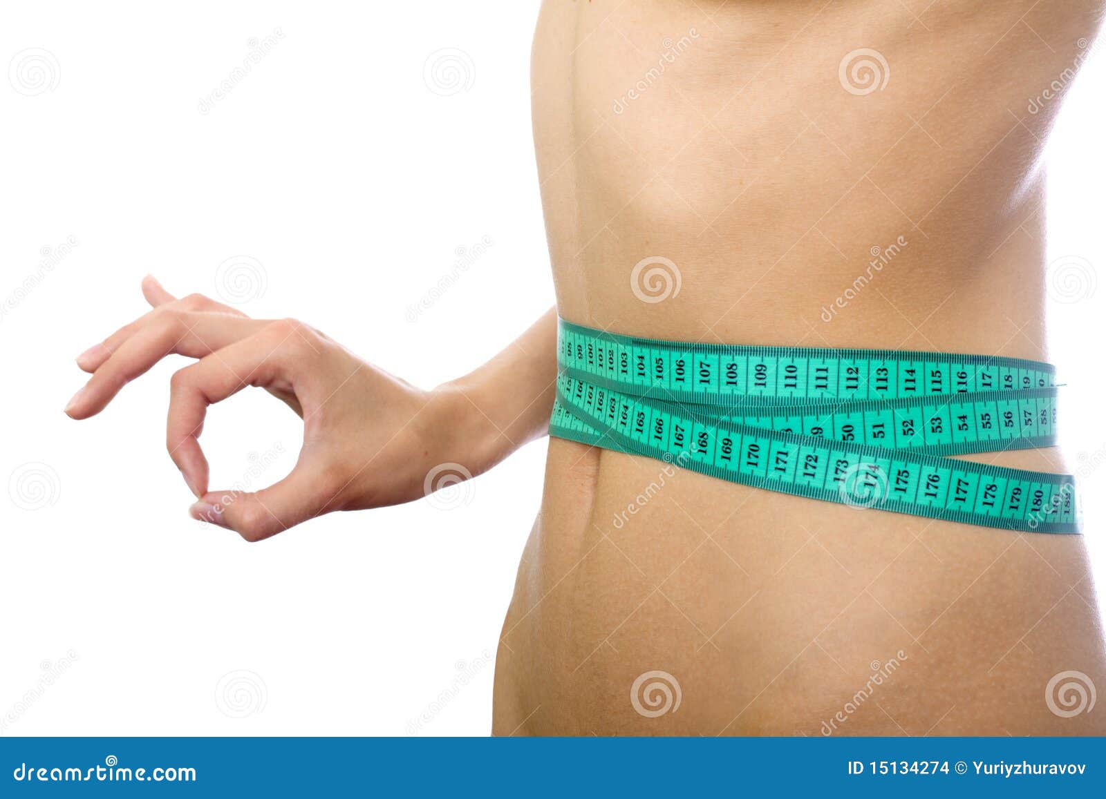 tape measure on waist and simbol okey 