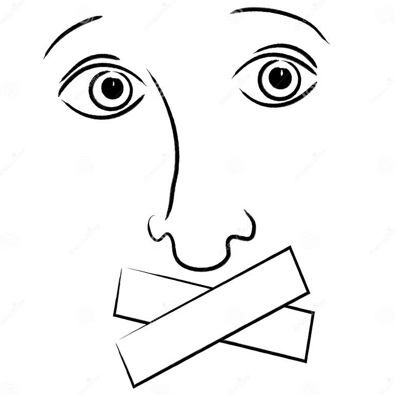 Tape Over Mouth Expression stock illustration. Illustration of moods
