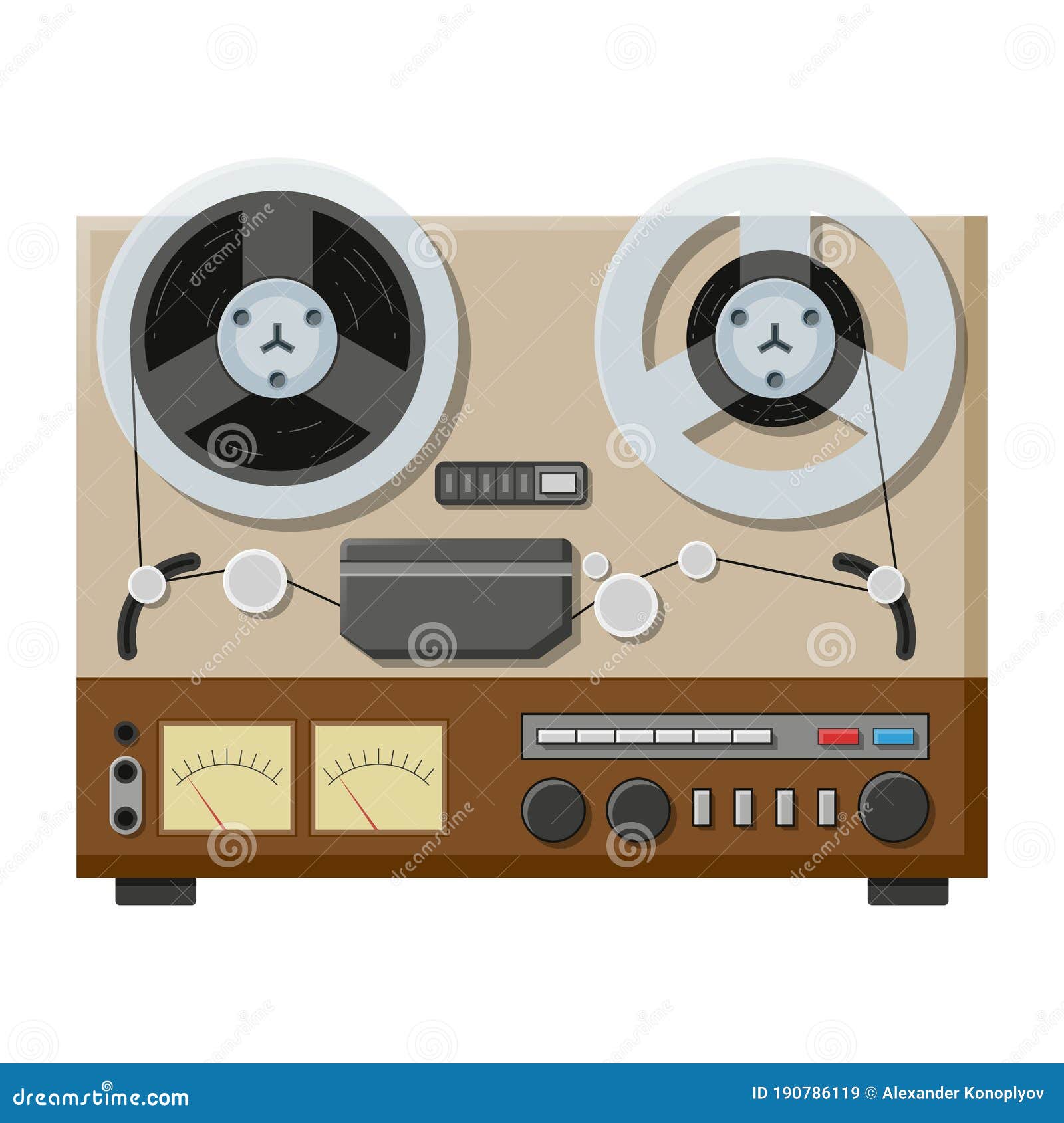 Tape Recorder, Deck or Machine in Retro Style with Bobbins. Sound Retro  Audio Device. Stock Vector - Illustration of audio, cassette: 190786119