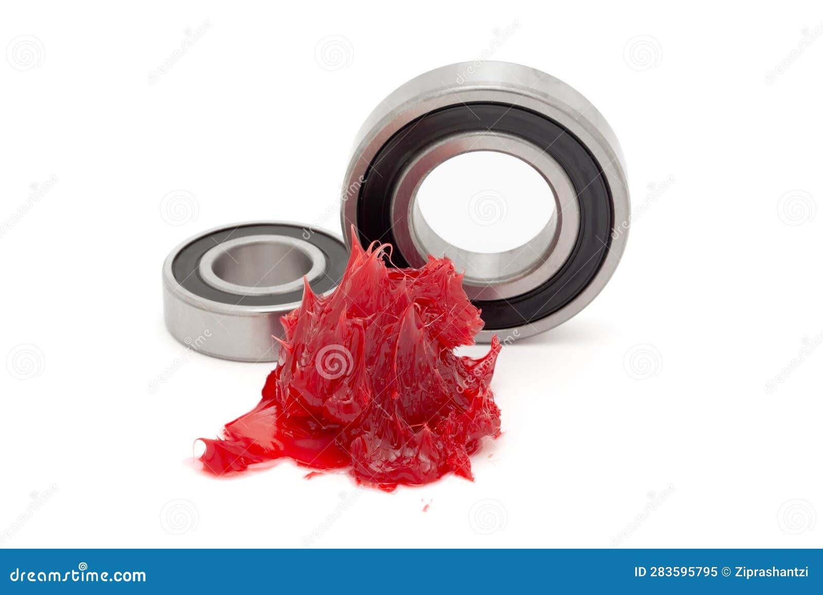 tapered roller bearings with red lithium grease (machinery lubrication).
