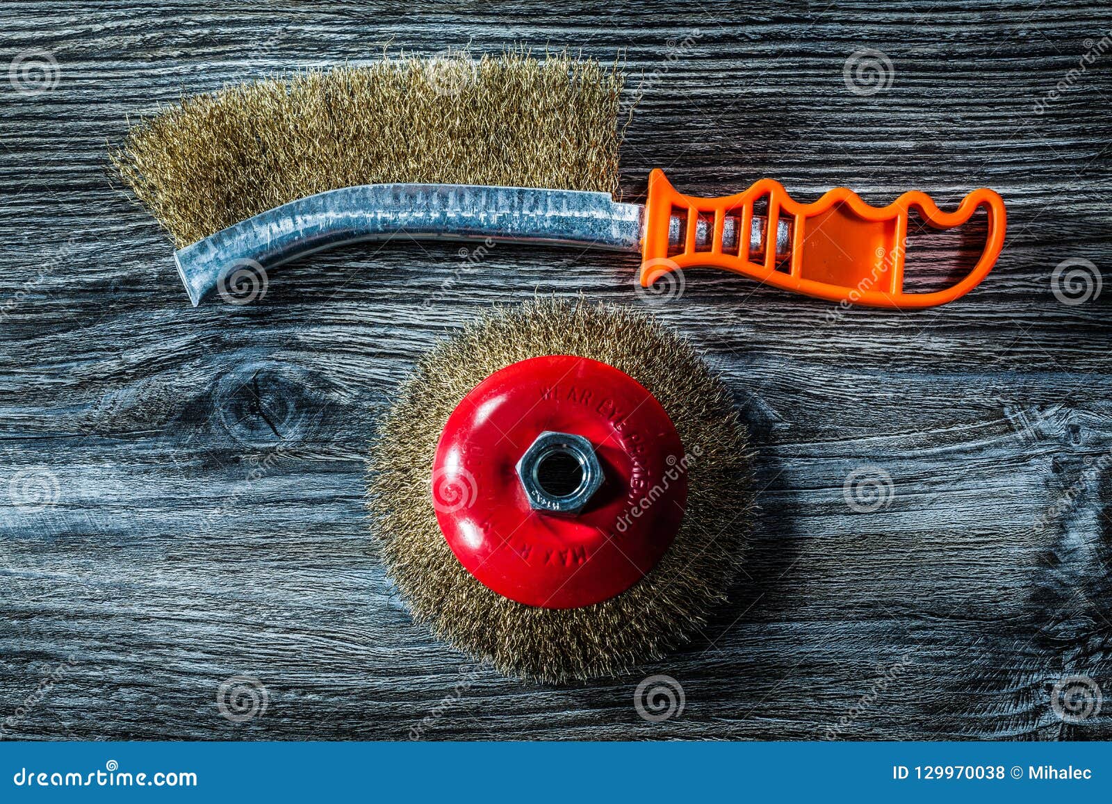 Tapered Wire Brushes on Vintage Wooden Board Stock Photo Image of repairing, construction