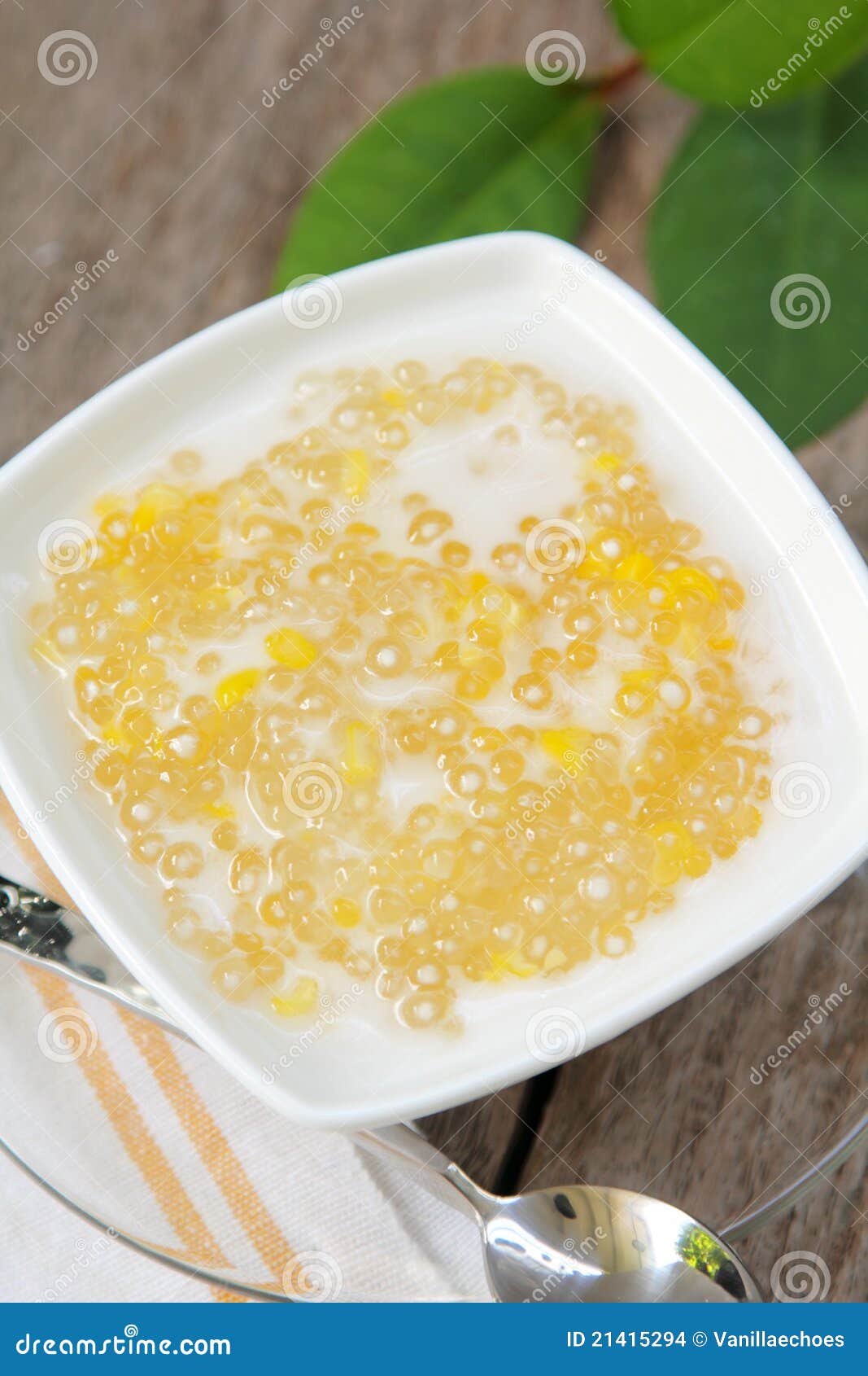Tapioca with Corn and Coconut Milk [Thai Dessert ] Stock Photo Image