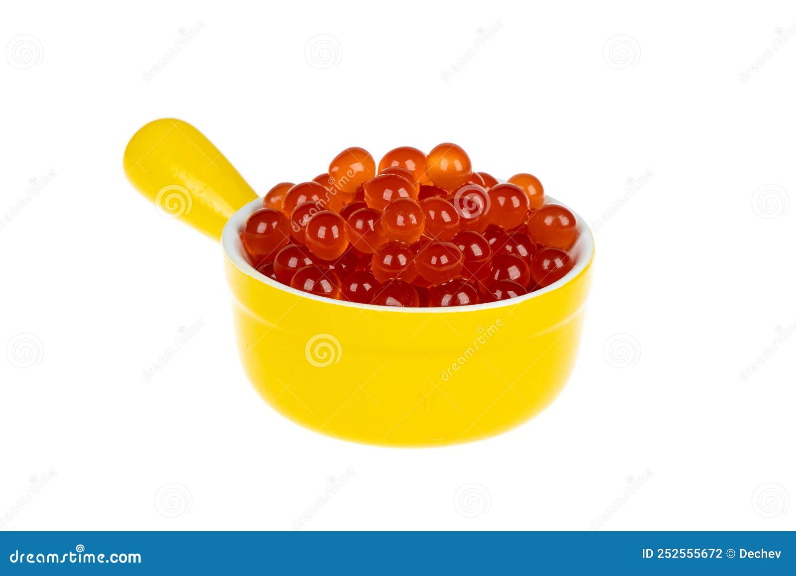 Tapioca Pearls for Bubble Tea, Isolated on White Background. Tapioca Pearls in Bowl Stock Photo