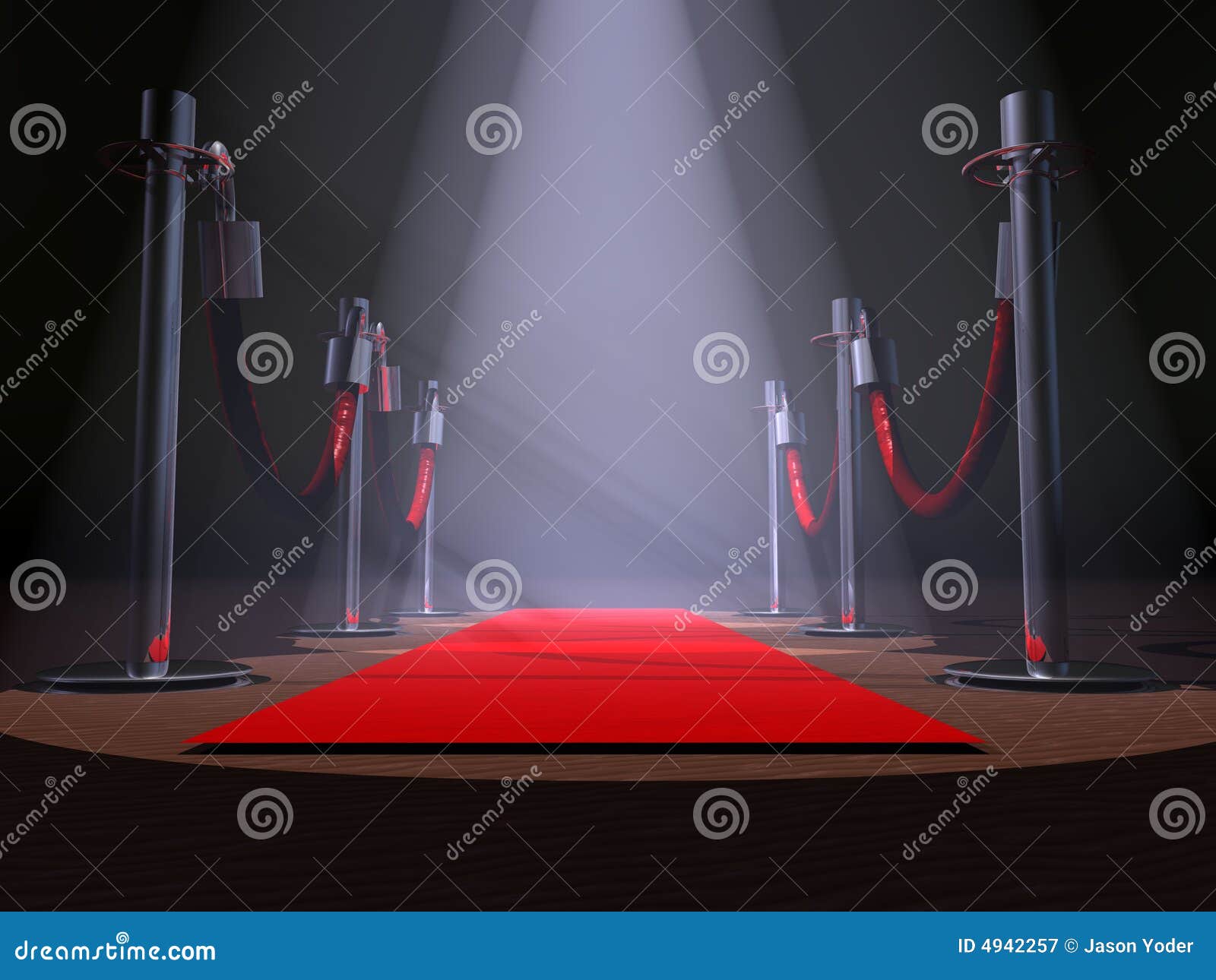 Un tappeto rosso con i sostegni e gli indicatori luminosi del punto.