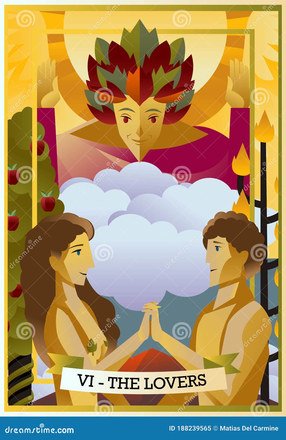 The Lovers. The Tarot Card Cartoon Vector 63047929
