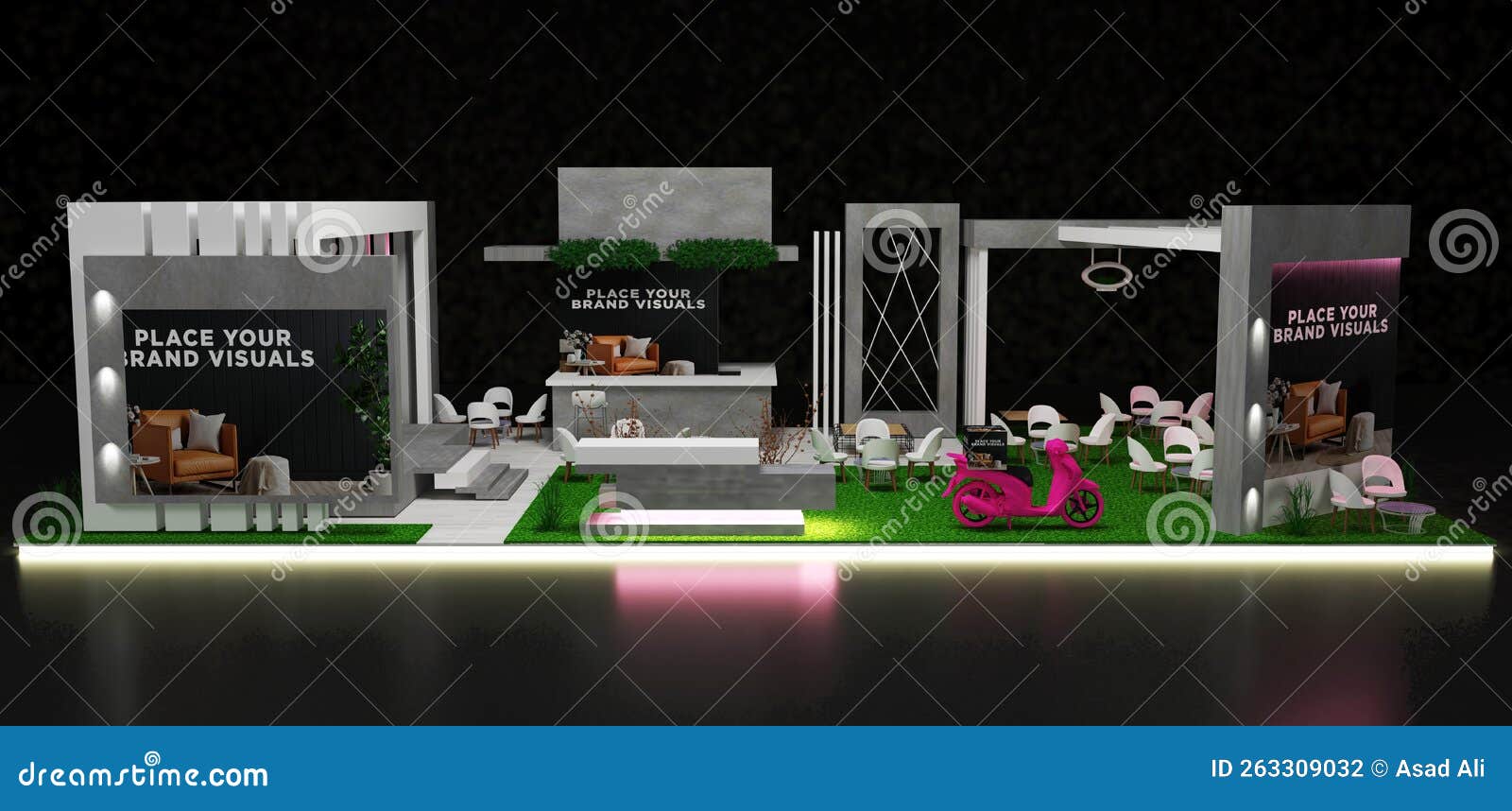 tarde exhibition stand corporate identity, display . empty booth. booth  trade show. 3d rendering