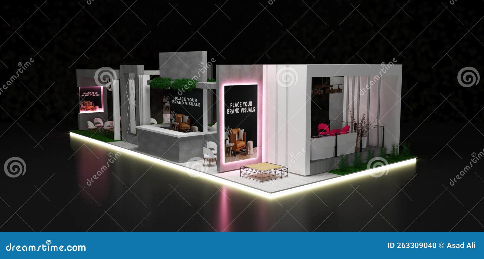 tarde exhibition stand mockup for corporate identity, booth  for trade show. 3d rendering