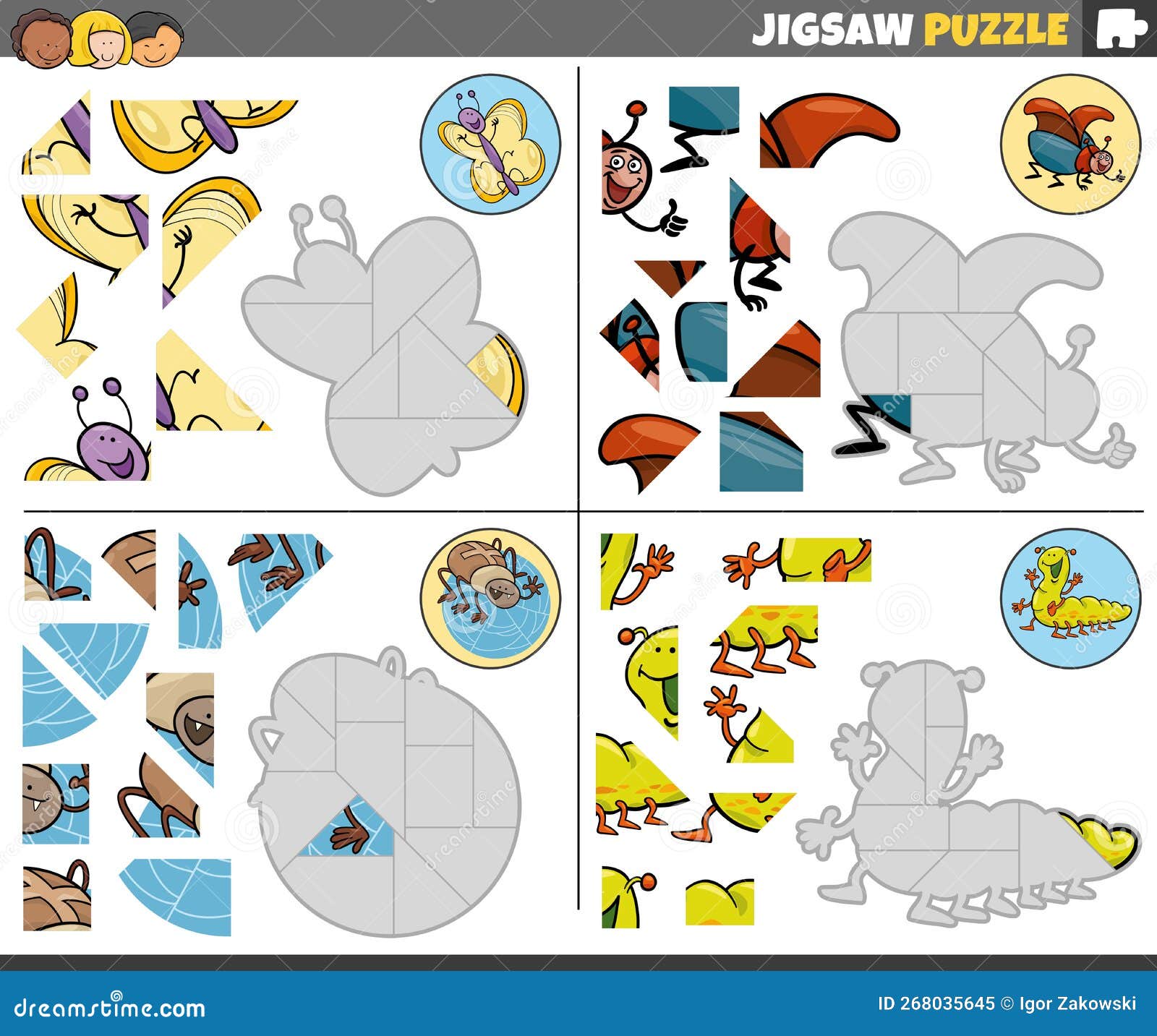 Jogos de quebra-cabeça com personagens de desenhos animados engraçados