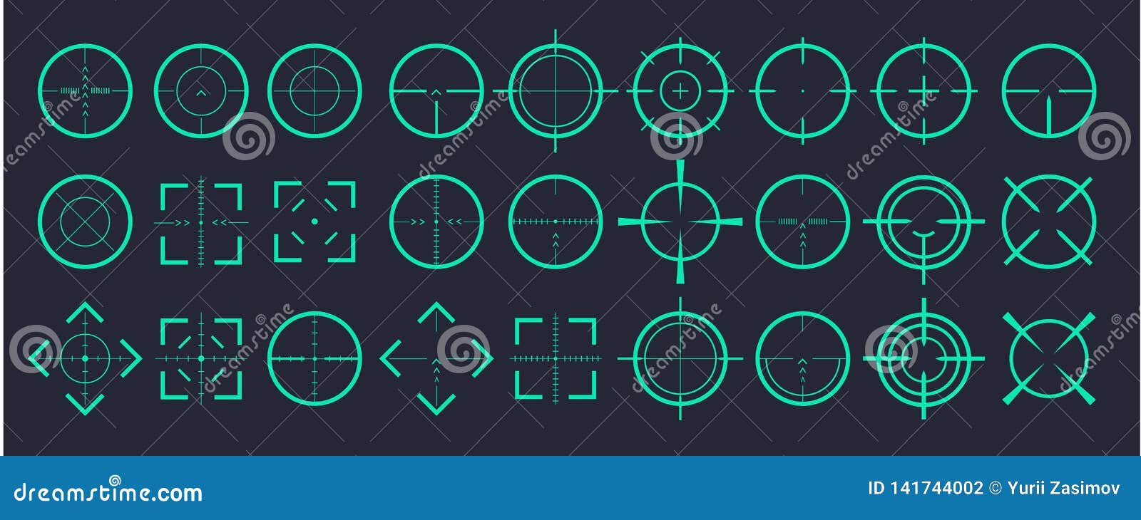 target aim and aiming to bullseye signs .creative   of crosshairs icon set  on