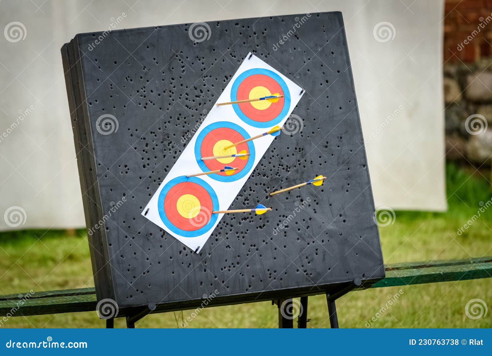 Target and archery arrows stock photo. Image of play 230763738