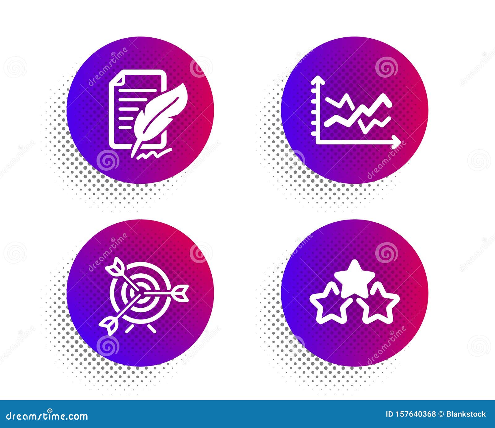 Target Feather Signature And Diagram Chart Icons Set Ranking Stars Sign Vector Stock Vector Illustration Of Chart Analytics 157640368