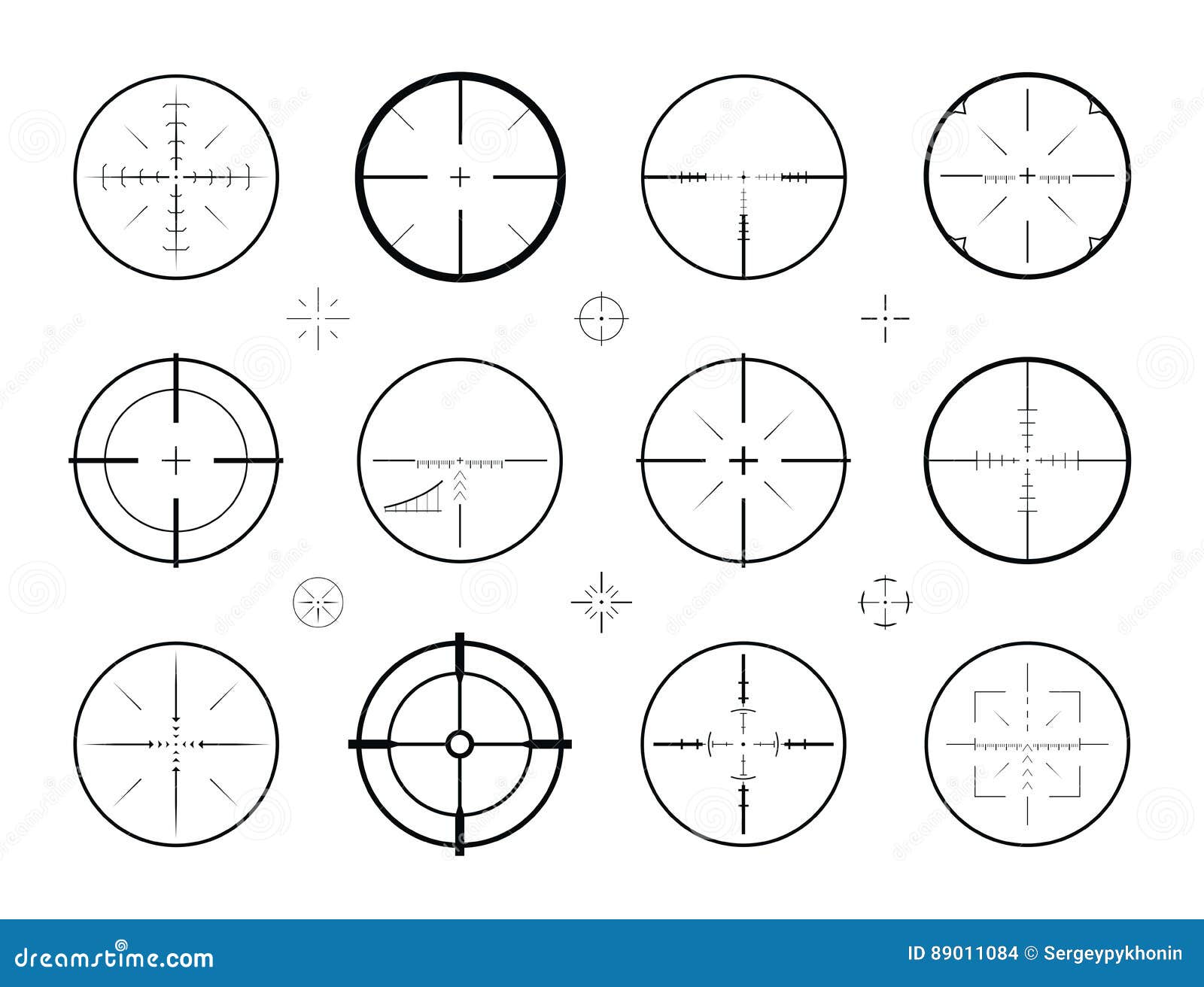 target, sight sniper set of icons. hunting, rifle scope, crosshair .  