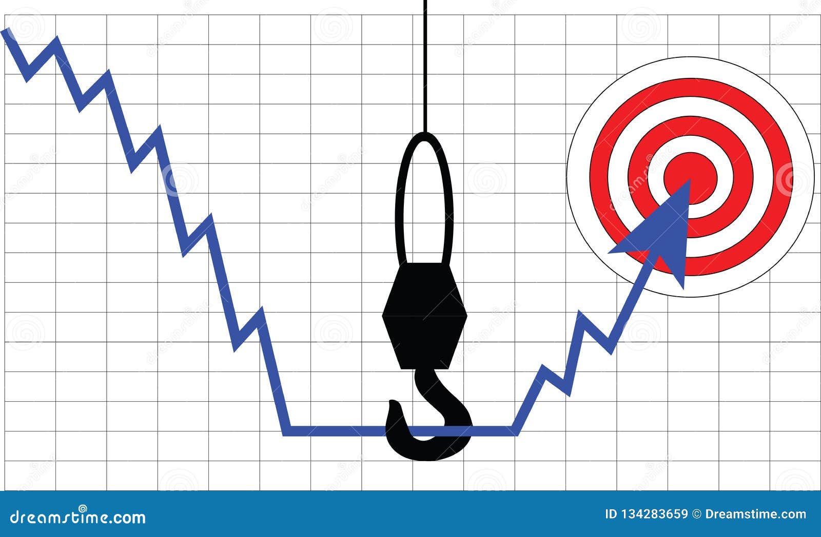 Target Trading With A Help Stock Vector Illustration Of Downtrend