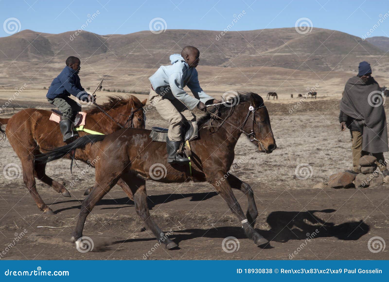 Target961_0_ dwa basotho koniki. 17 2010 przyjeżdżają basotho końską Lipiec Lesotho mężczyzna stosu koników poczta target968_0_ reprezentujących semonkong trwanie kamienie dwa target972_1_