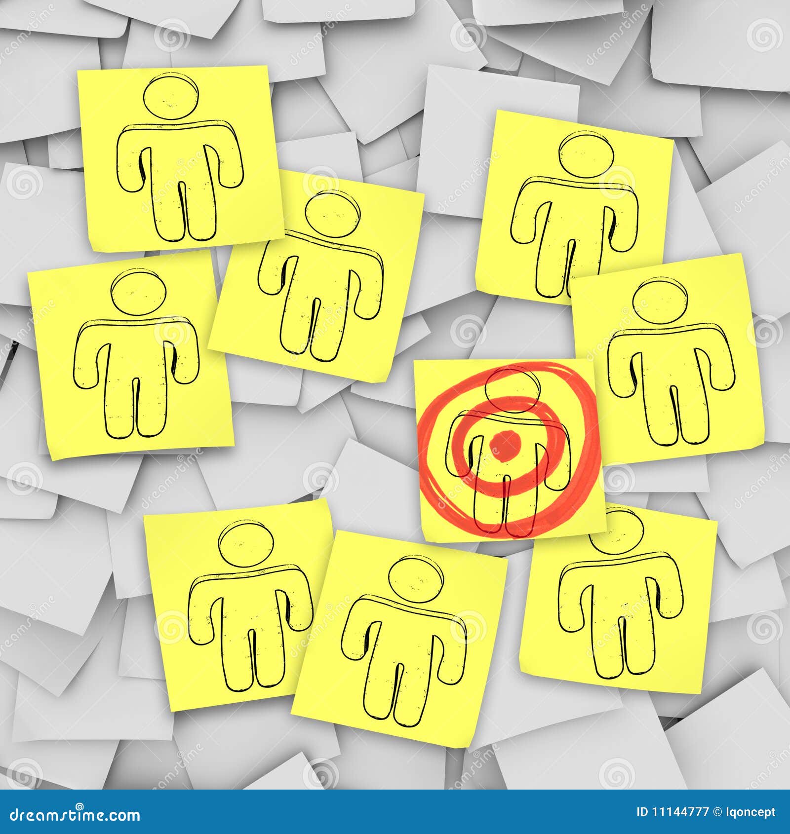 targeted customer in bulls-eye - sticky notes