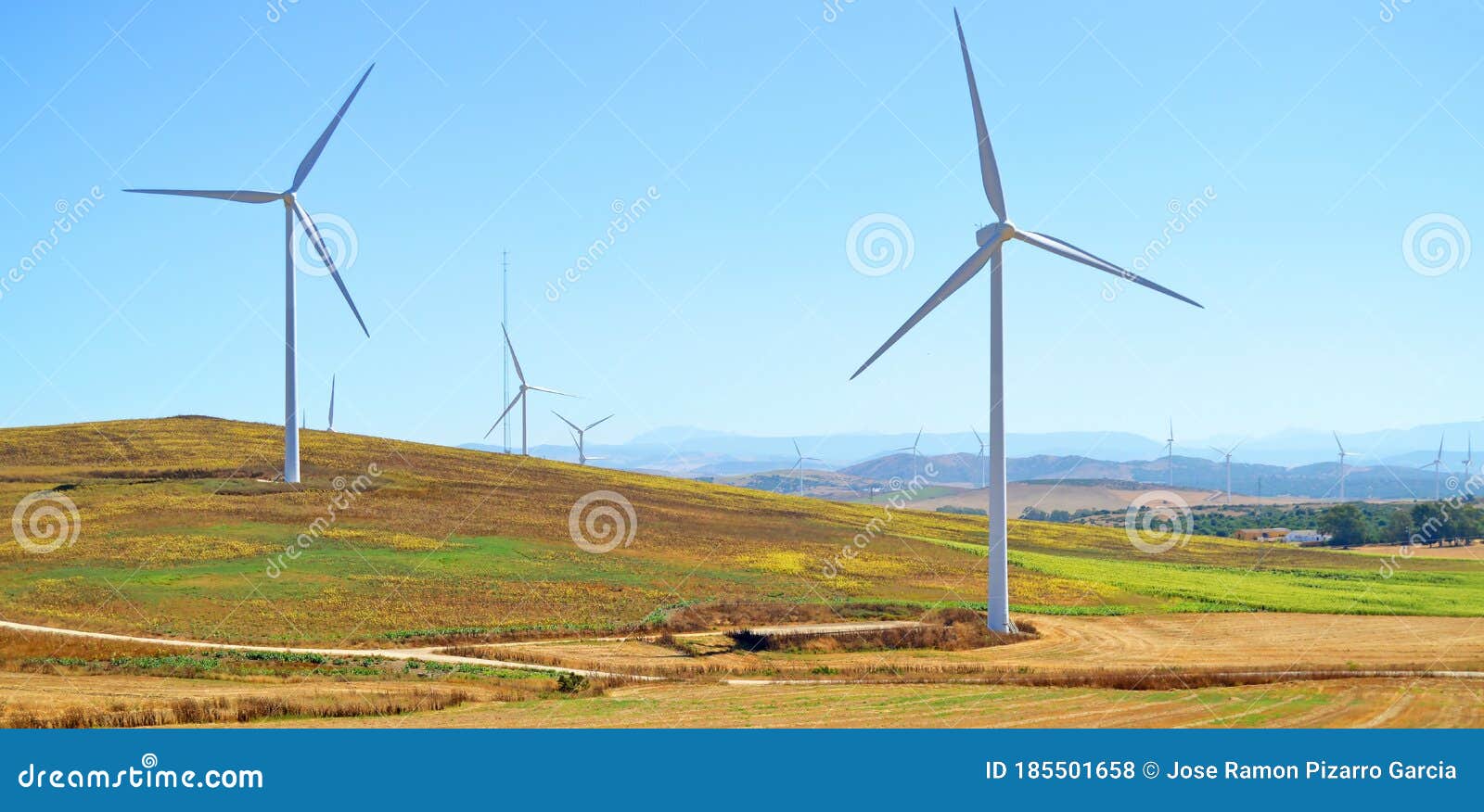 wind energy in spain. windmills in tarifa, province of cadiz, spain, southern europe