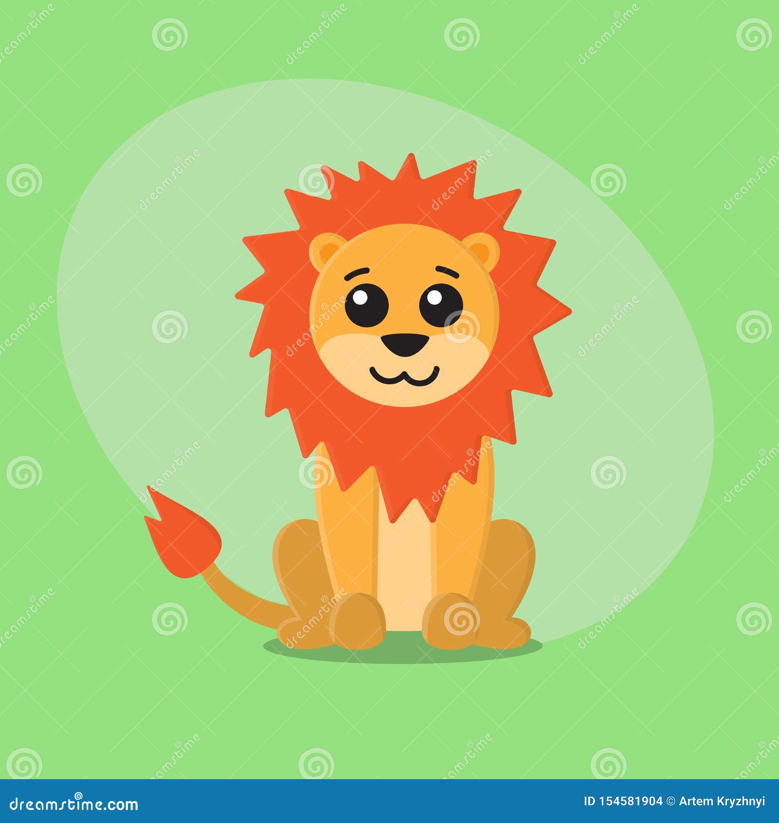 Tarjeta animal linda plana del parque zoológico de la historieta del león para los niños