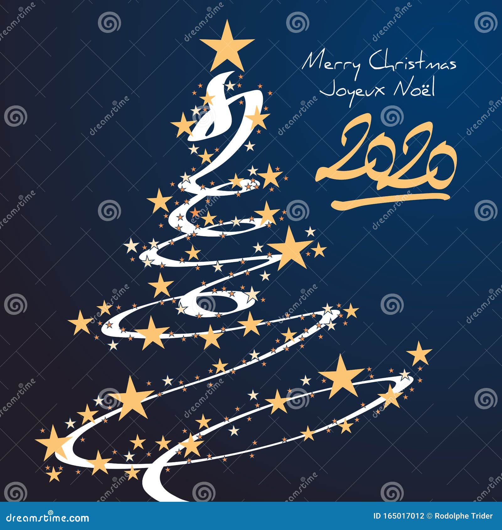 Tarjeta De Felicitación 2020 Con Un árbol De Abetos Decorado Para Desear  Una Feliz Navidad Stock de ilustración - Ilustración de adornado, original:  165017012