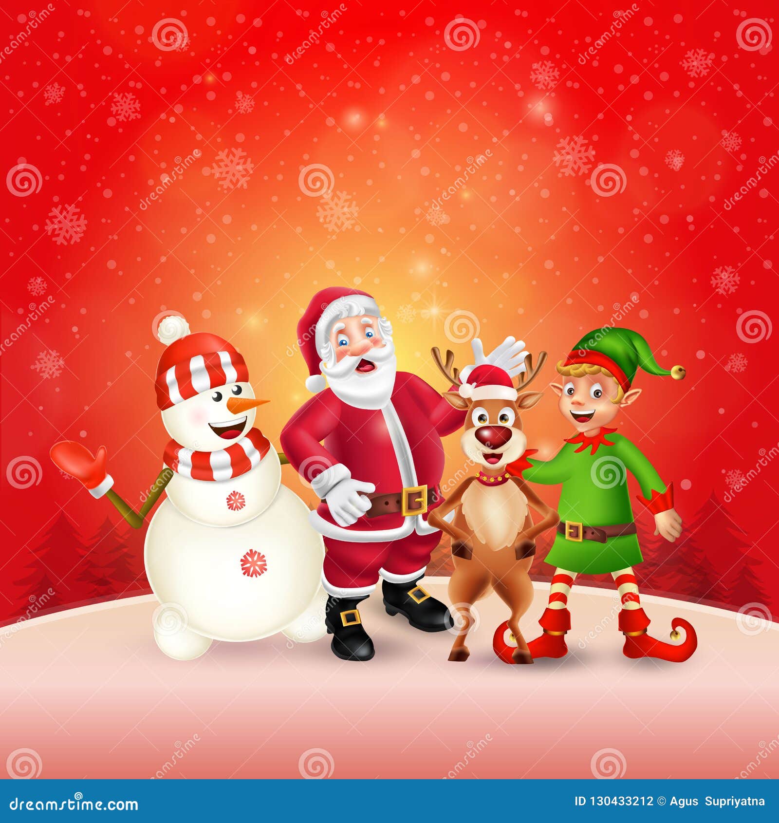 Tarjeta De Felicitación De La Feliz Navidad Con El Personaje De Dibujos  Animados Ilustración del Vector - Ilustración de copia, tarjeta: 130433212