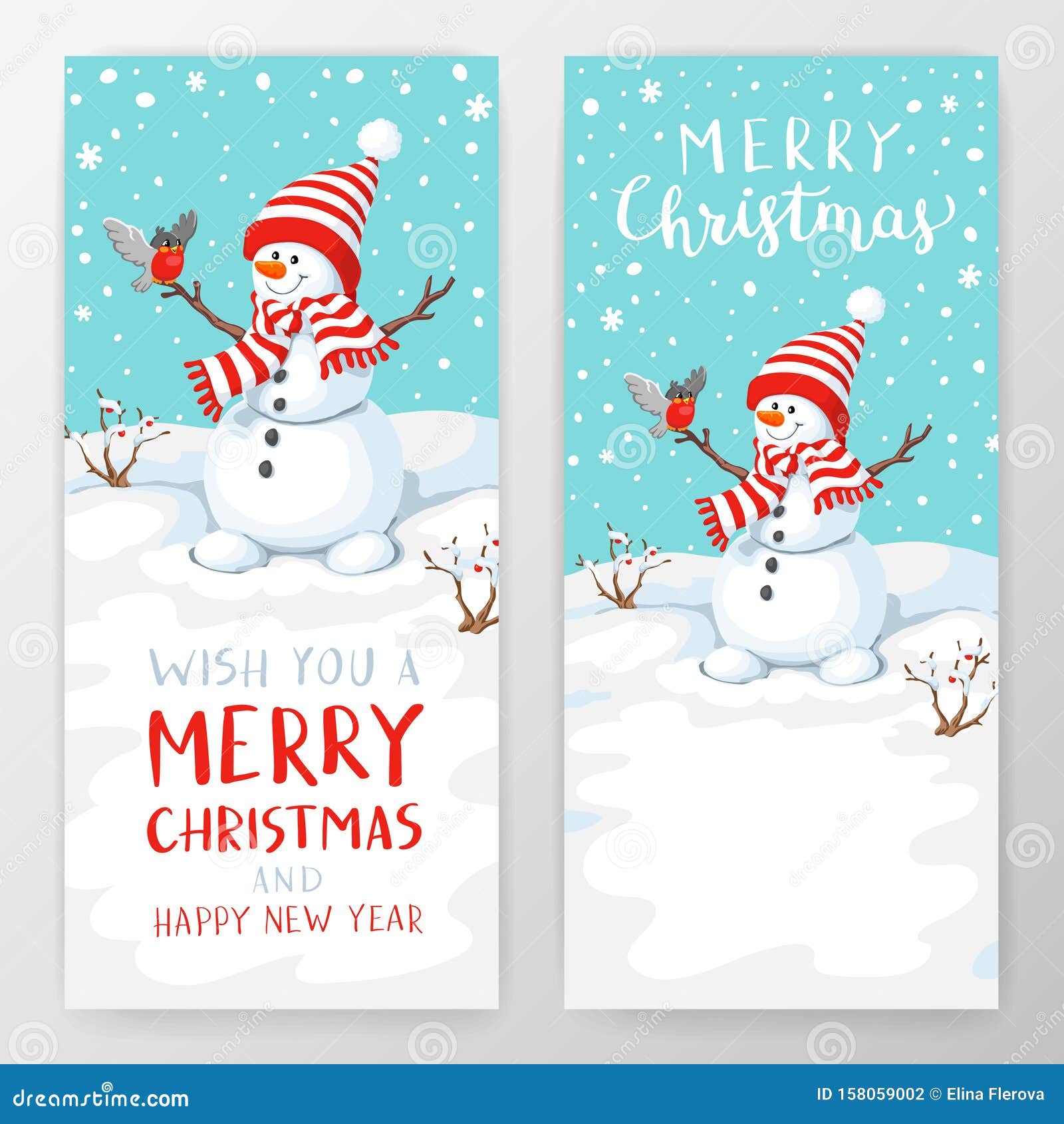 Tarjeta De Felicitación Navideña Con Muñeco De Nieve Y Alfiler. Tarjeta De Saludo Con Muñecos De Nieve Y Nieve Ilustración del Vector - Ilustración de muñeco, nieve: 158059002