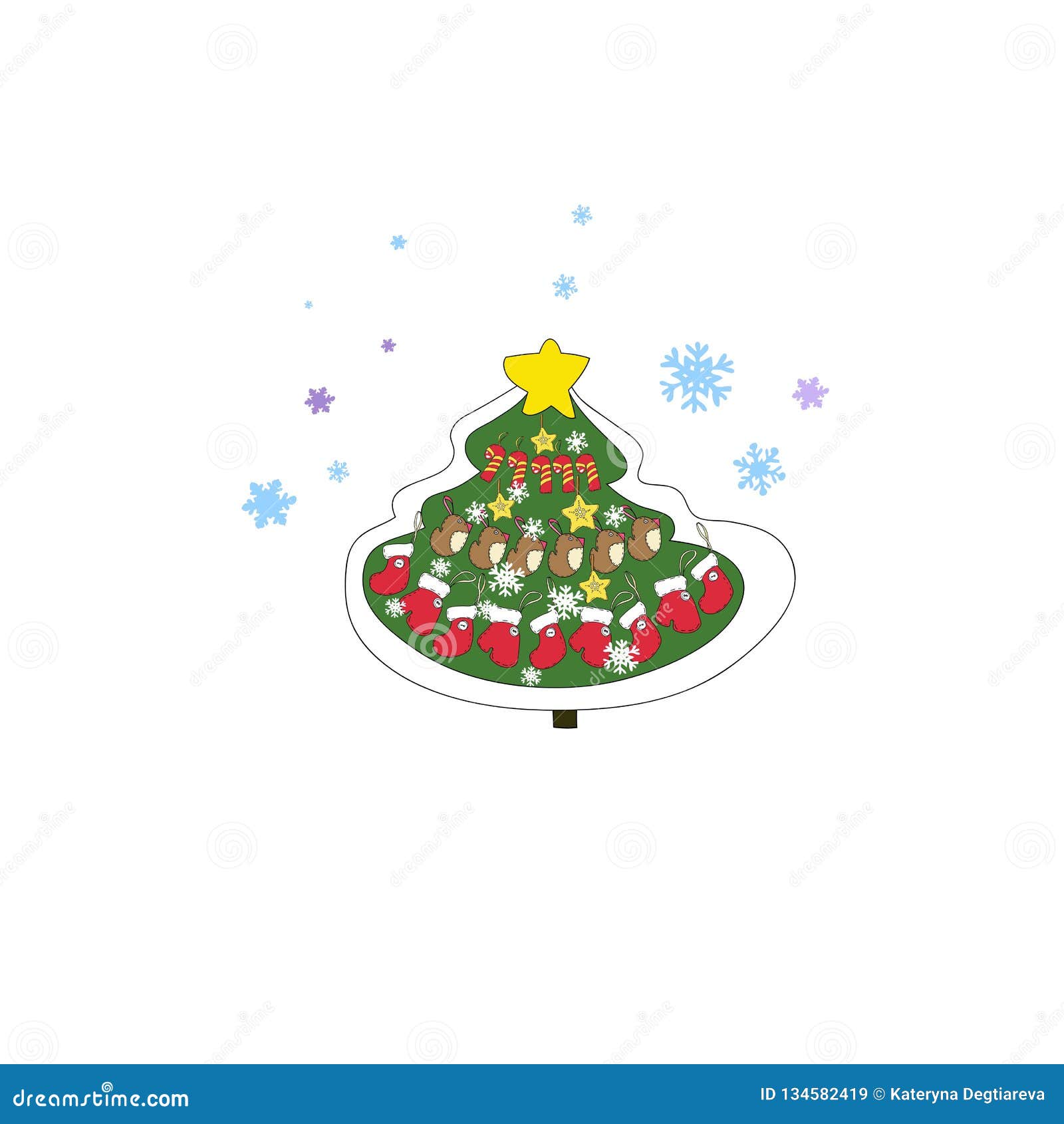 Tarjeta de felicitación, Año Nuevo y la Navidad. Fije de dibujos del Año Nuevo y de la Navidad adentro, decoración, decoraciones de la Navidad, ángeles, dulces, árbol de navidad