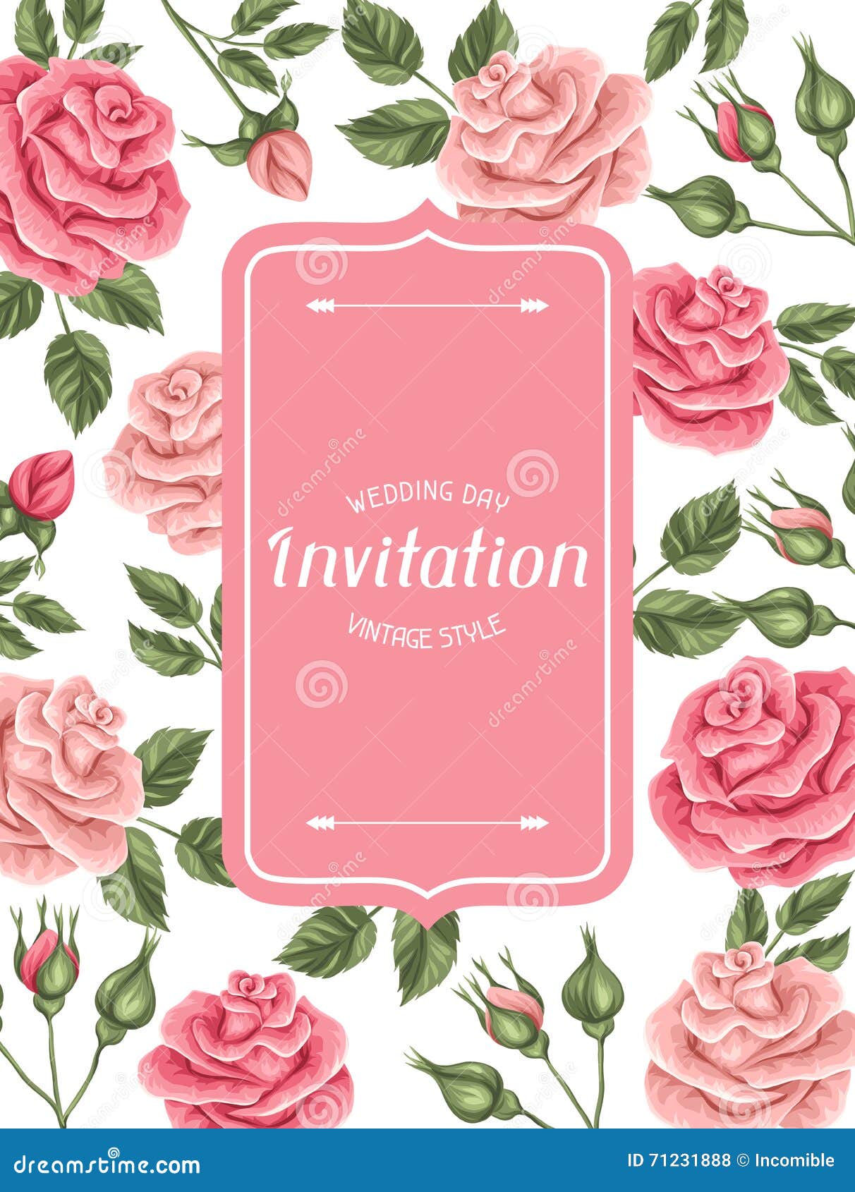 Tarjeta De La Invitación Con Las Rosas Del Vintage Flores Retras  Decorativas Ilustración del Vector - Ilustración de elegancia, tarjeta:  71231888